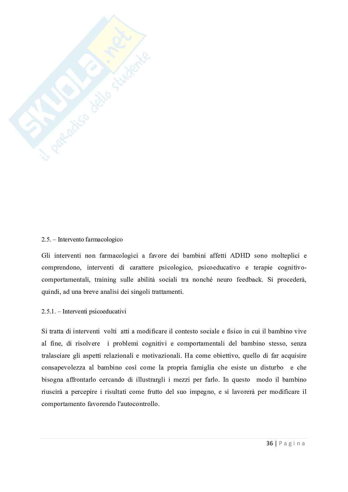 Tesi - Disturbi del deficit dell'attenzione e dell'iperattività ADHD Pag. 36