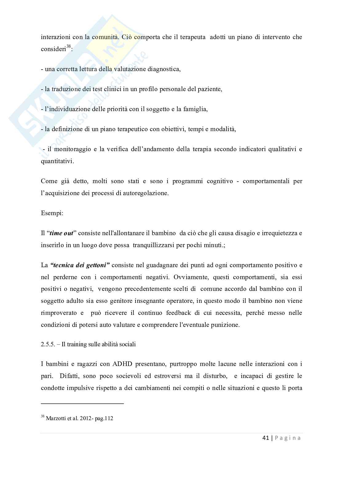 Tesi - Disturbi del deficit dell'attenzione e dell'iperattività ADHD Pag. 41