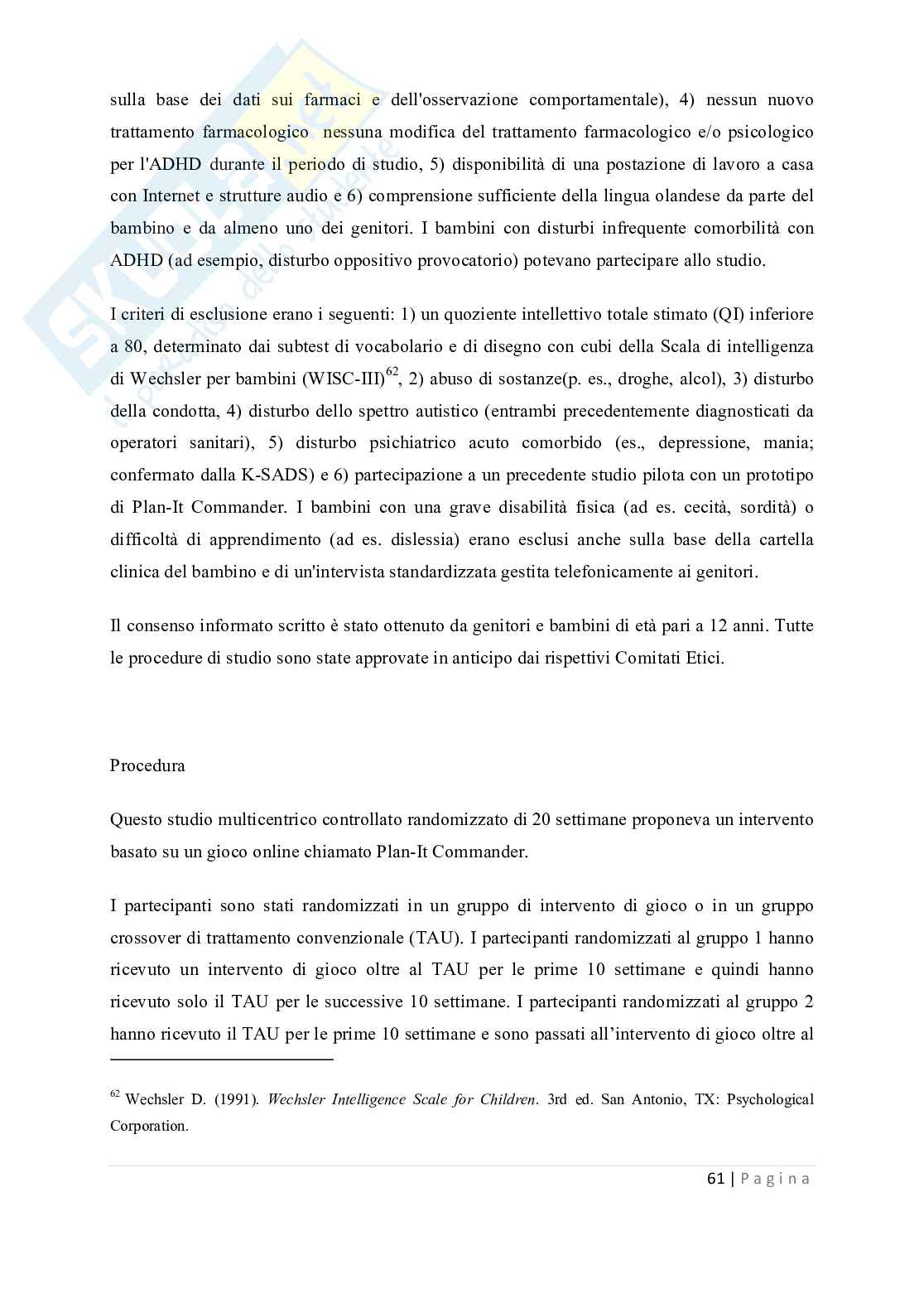 Tesi - Disturbi del deficit dell'attenzione e dell'iperattività ADHD Pag. 61