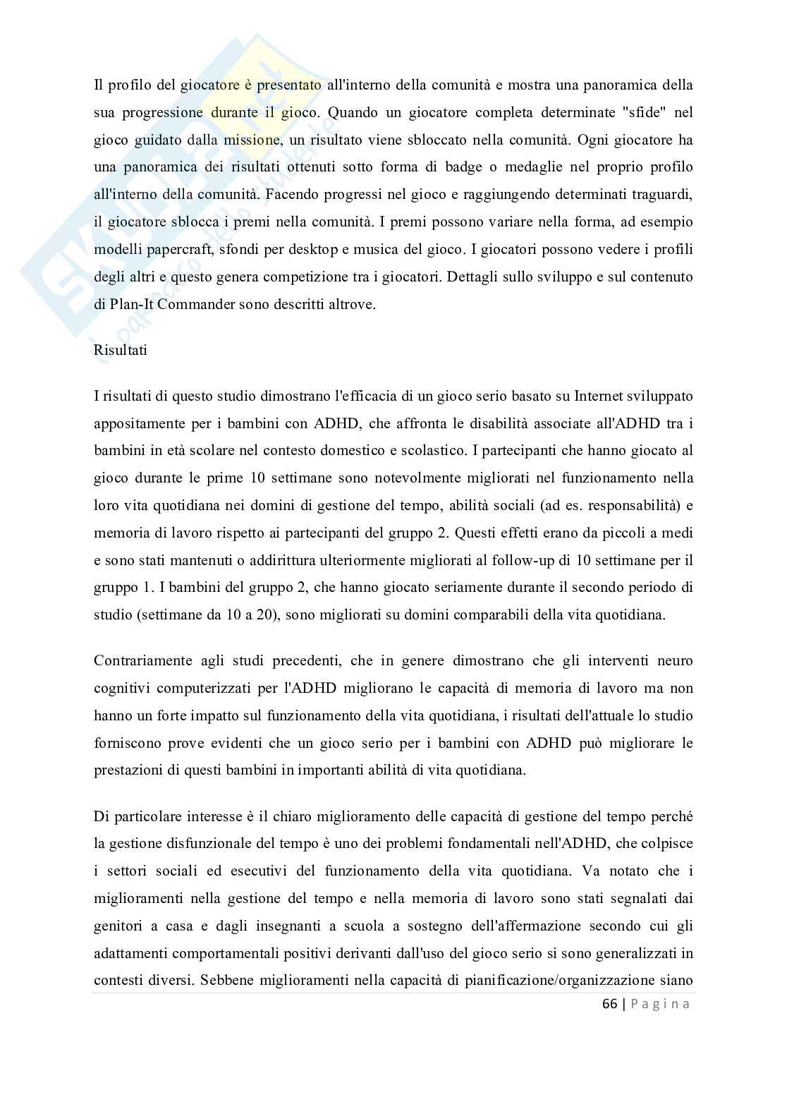 Tesi - Disturbi del deficit dell'attenzione e dell'iperattività ADHD Pag. 66