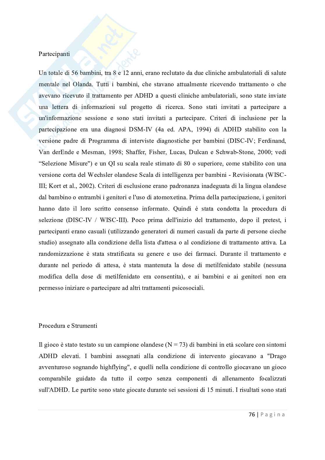 Tesi - Disturbi del deficit dell'attenzione e dell'iperattività ADHD Pag. 76