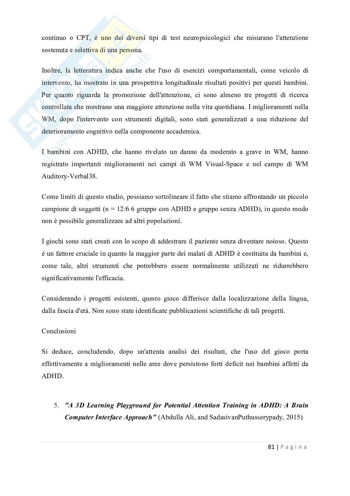 Tesi - Disturbi del deficit dell'attenzione e dell'iperattività ADHD Pag. 81