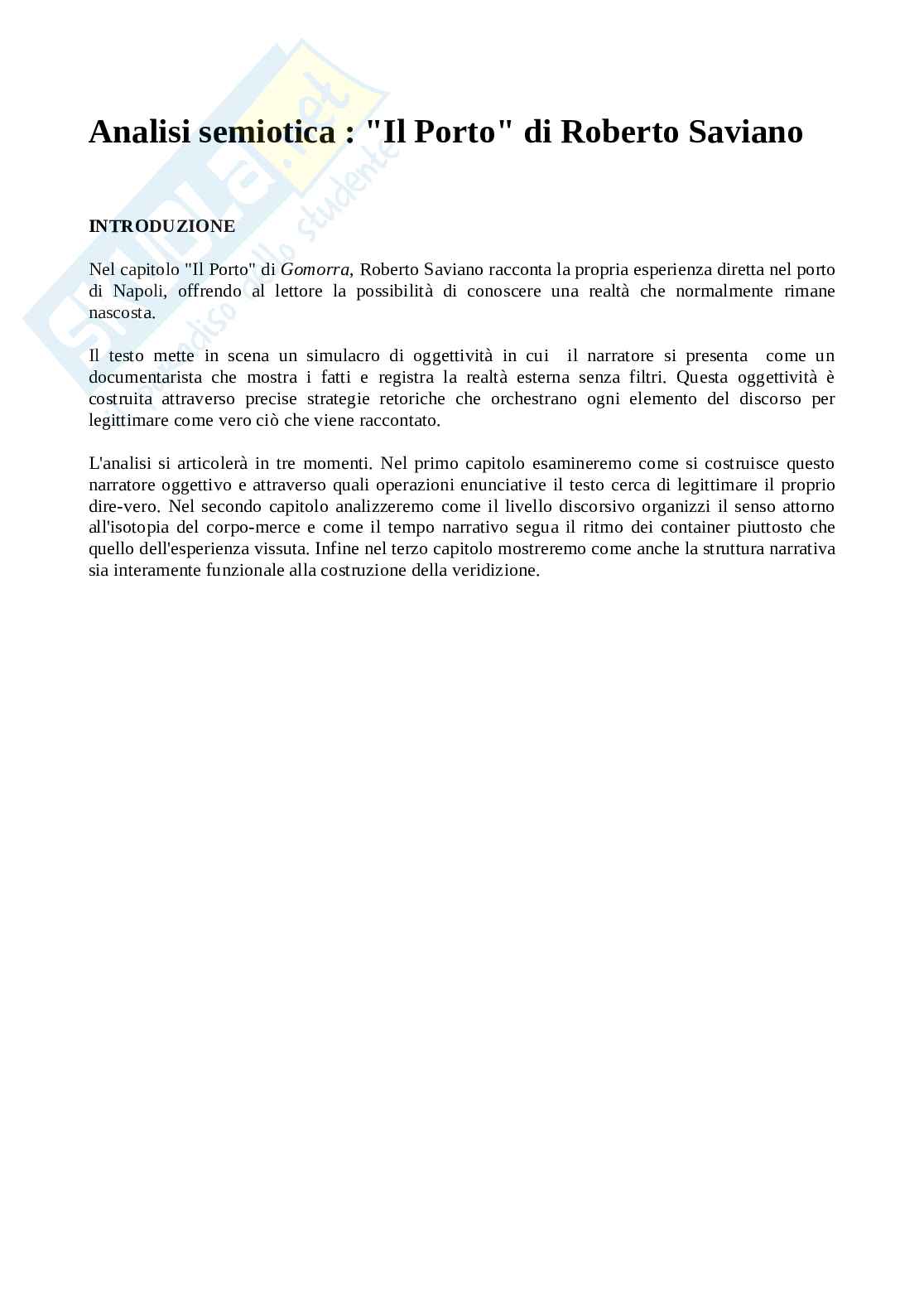 Analisi semiotica del primo di Gomorra Pag. 1