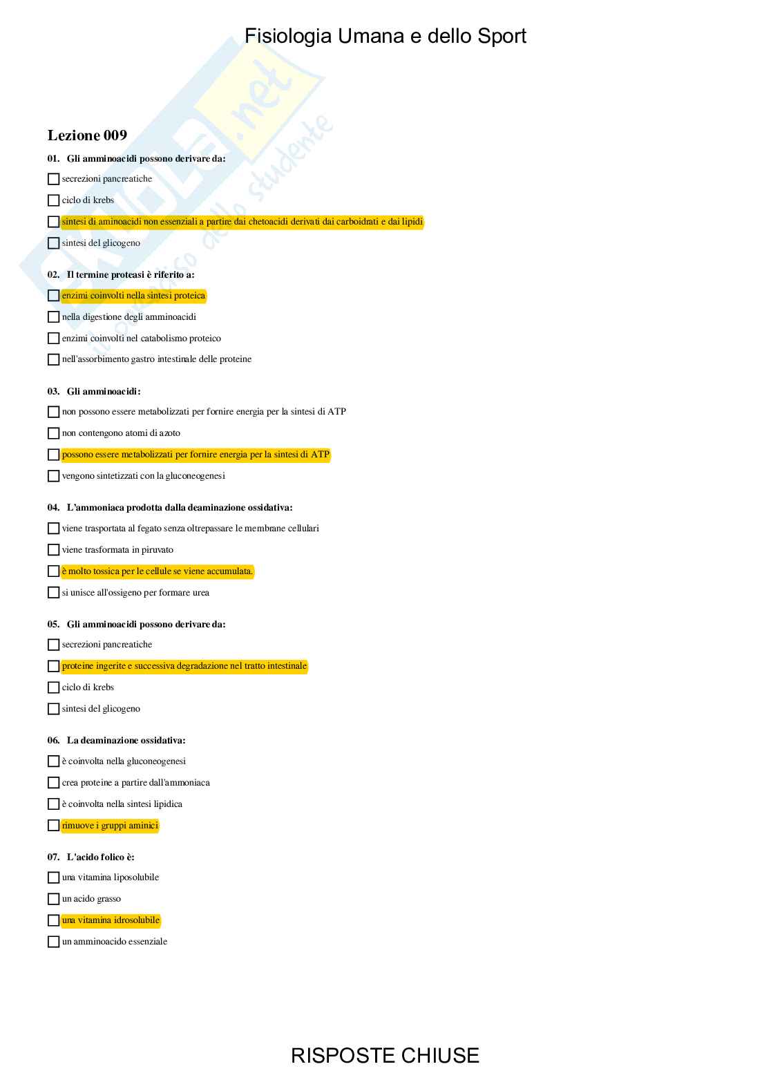 Fisiologia umana e dello sport - Paniere compilato Pag. 16