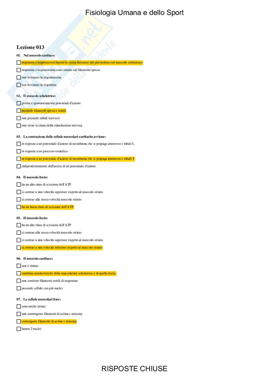 Fisiologia umana e dello sport - Paniere compilato Pag. 26
