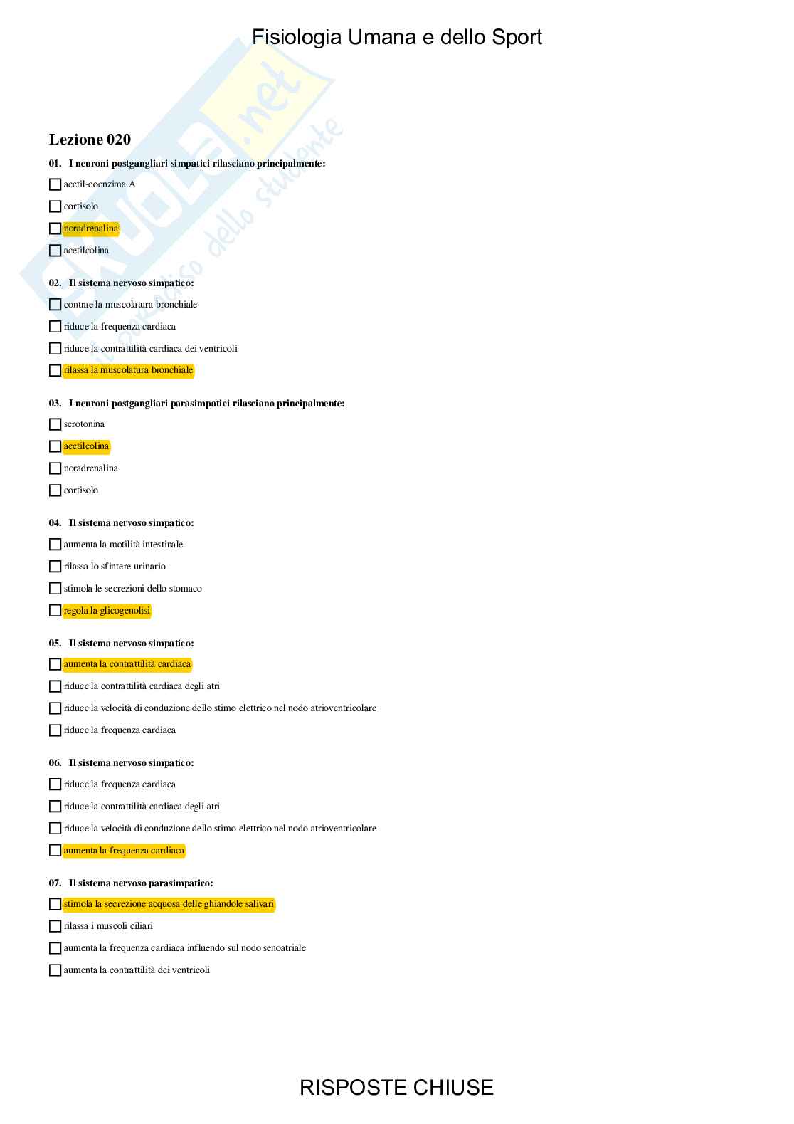 Fisiologia umana e dello sport - Paniere compilato Pag. 41