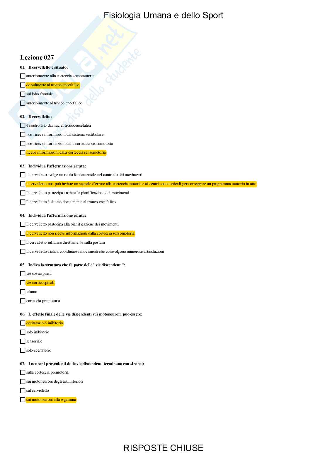 Fisiologia umana e dello sport - Paniere compilato Pag. 56