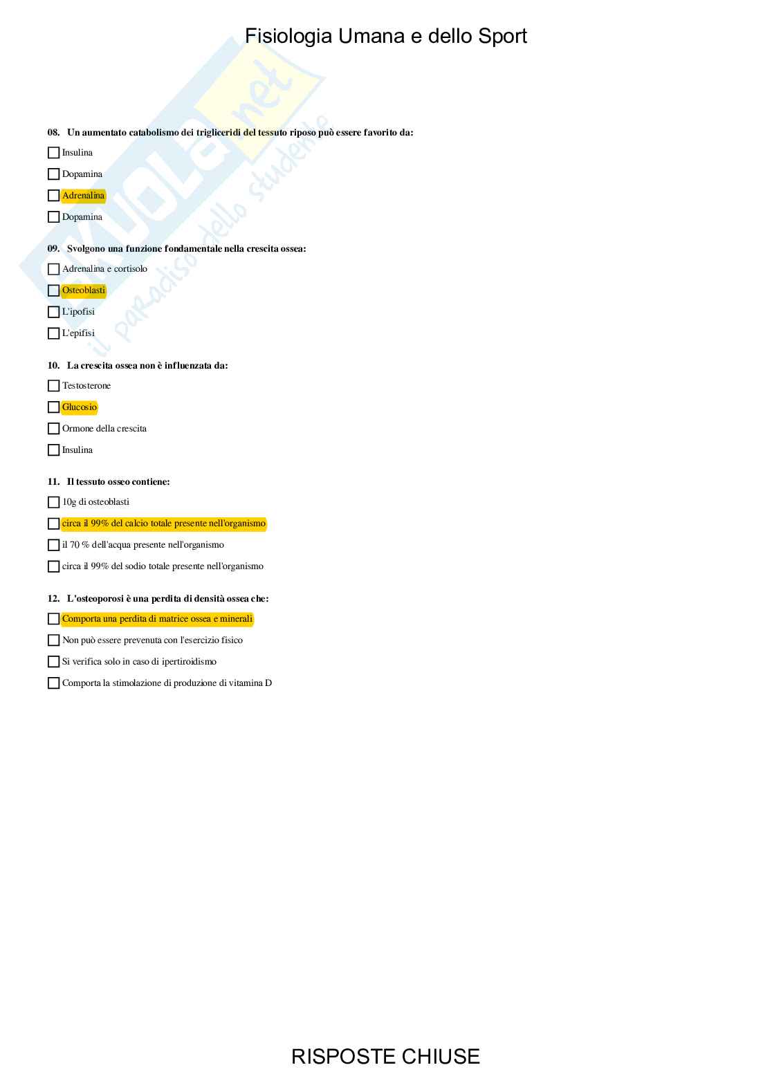 Fisiologia umana e dello sport - Paniere compilato Pag. 91