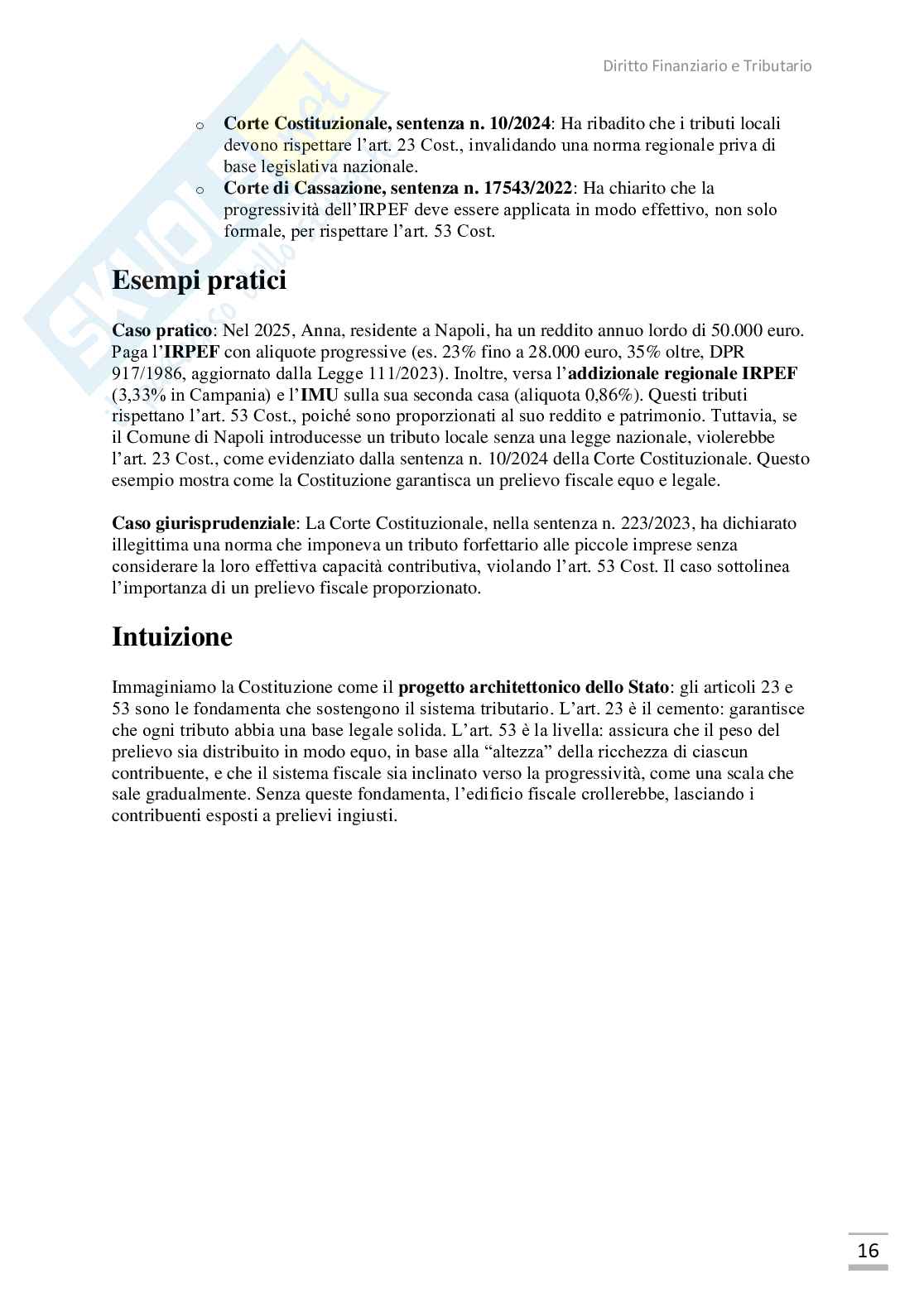Appunti Diritto finanziario e tributario (con domande) Pag. 16