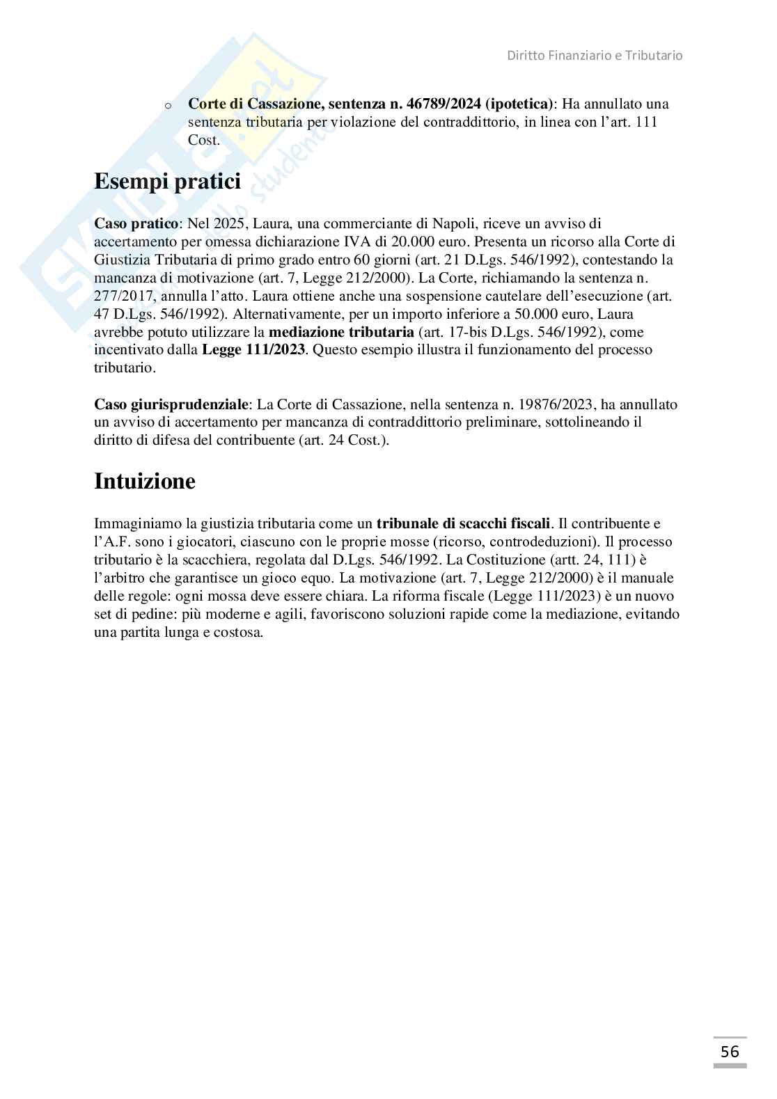 Appunti Diritto finanziario e tributario (con domande) Pag. 56
