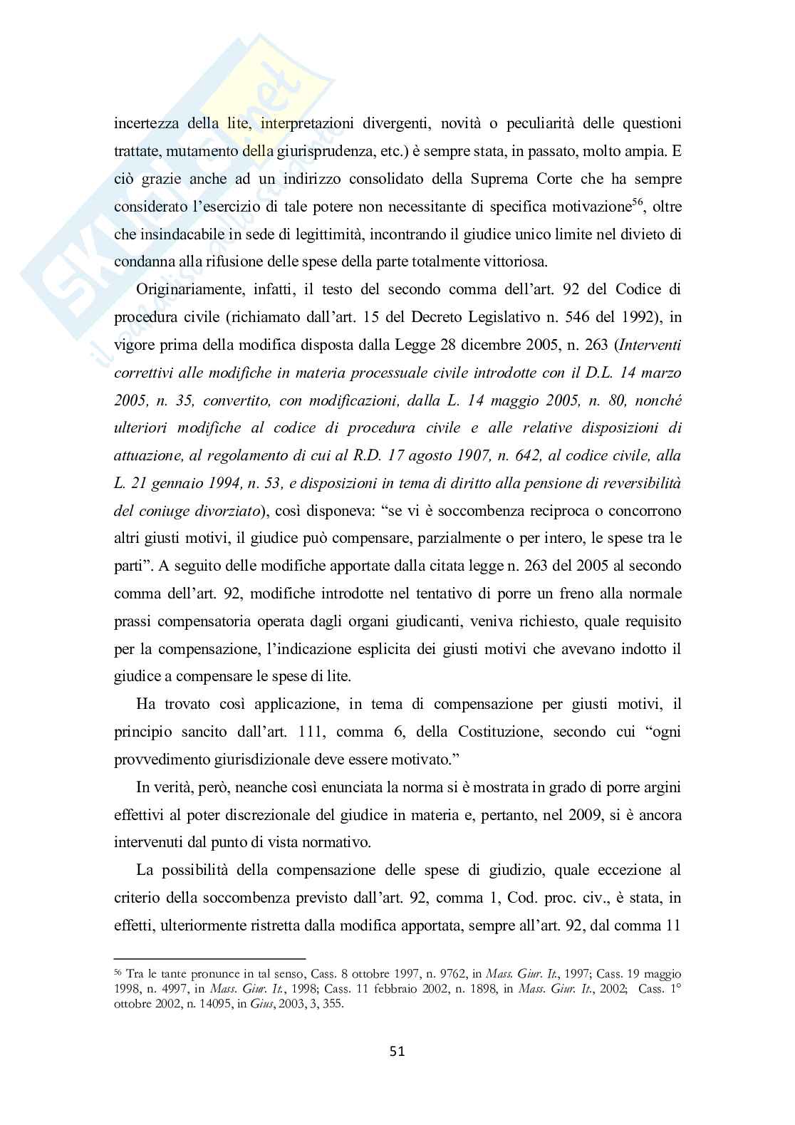 Regolamentazione delle spese processuali in ambito tributario Pag. 51