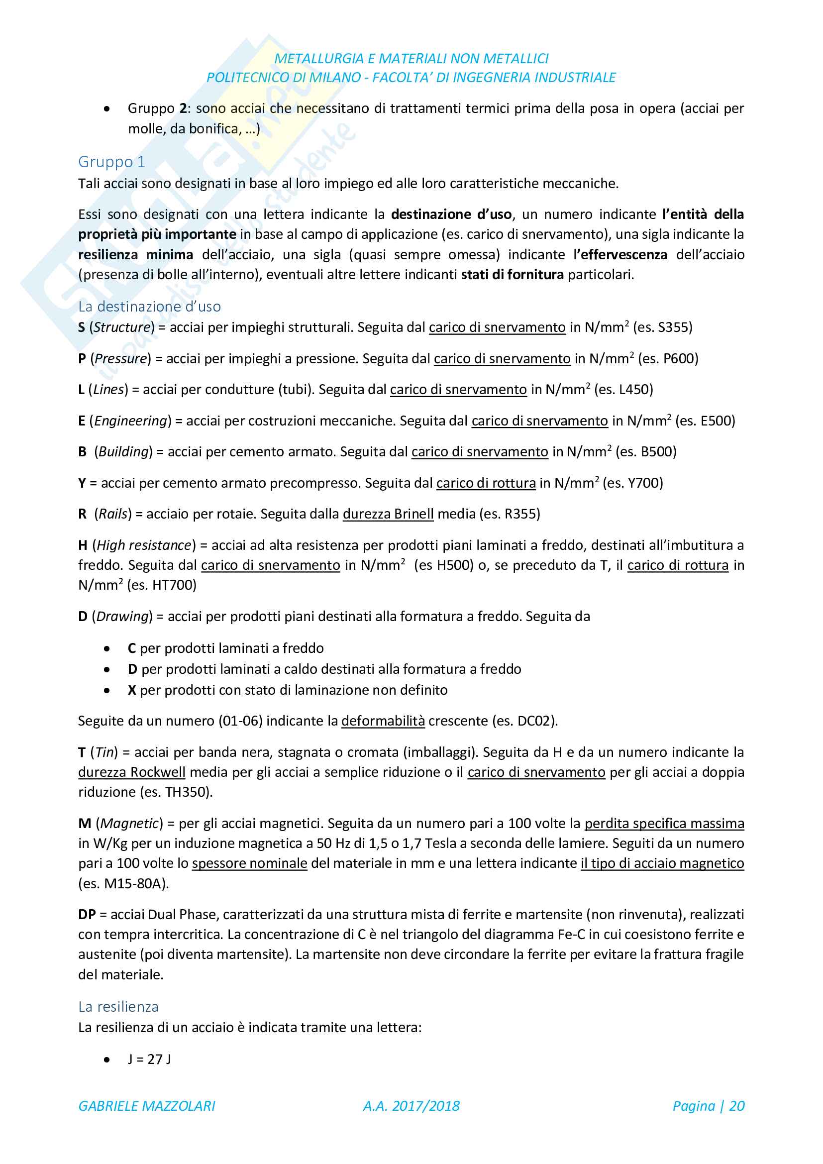 Appunti di Metallurgia e materiali non metallici Pag. 21