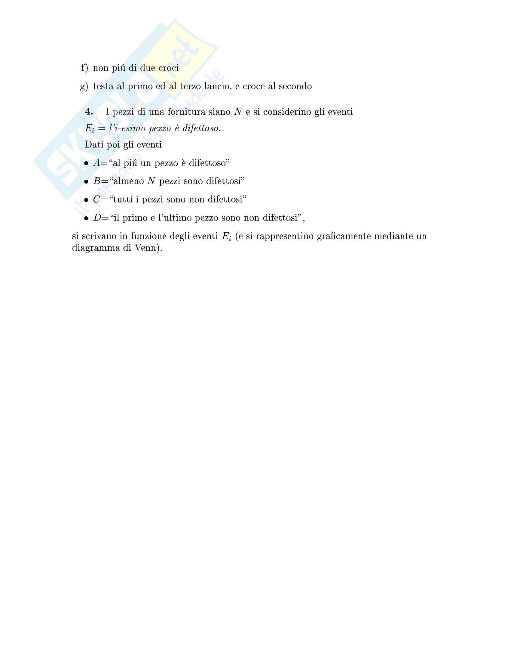 Complementi Di Analisi Matematica Per L Ingegneria Informatica Calcolo Delle Probabilita Con Soluzioni