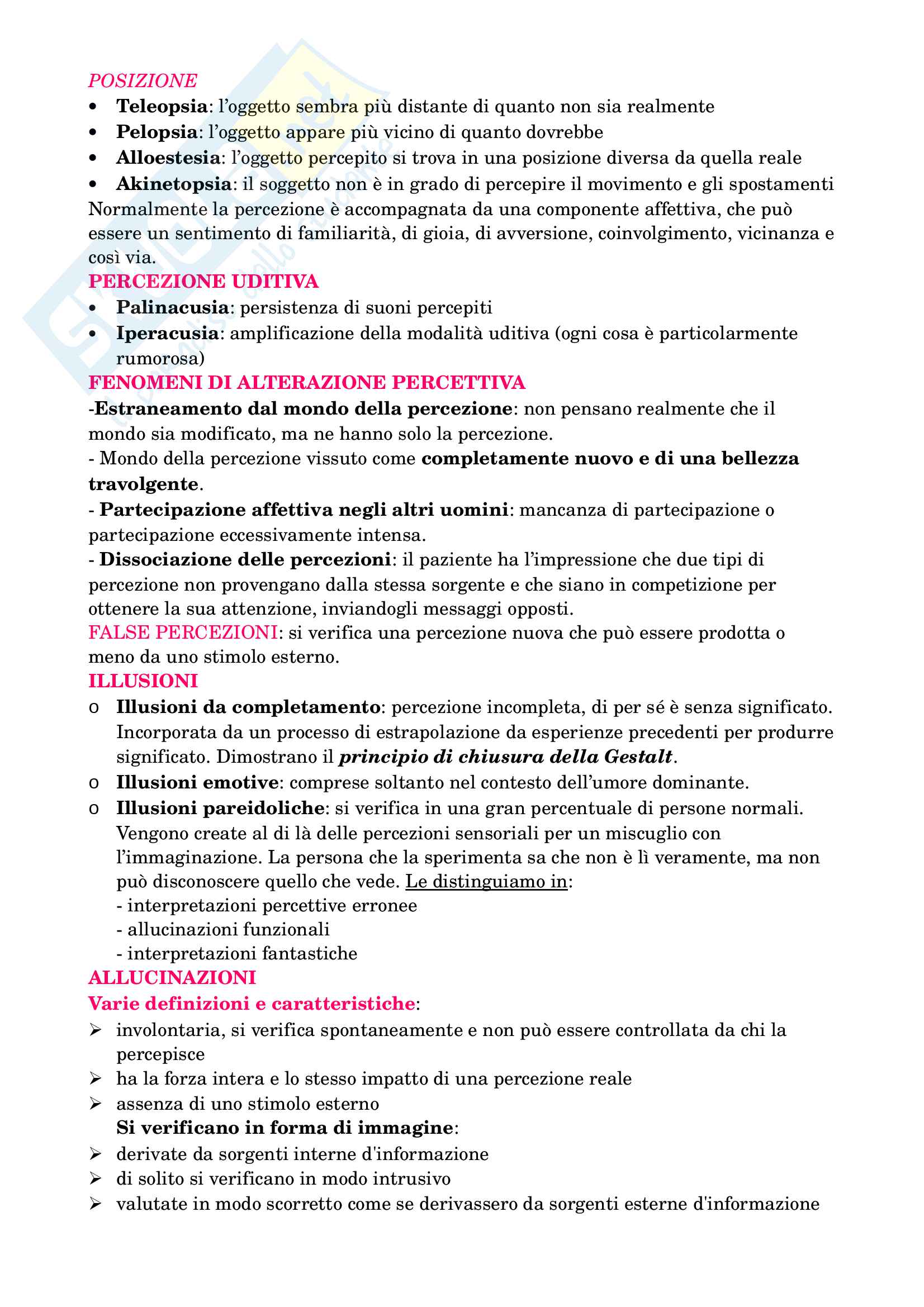 Riassunto esame Psicopatologia Generale, prof. Ambrosi, libro consigliato: Introduzione alla psicopatologia generale, Oyebode Pag. 21