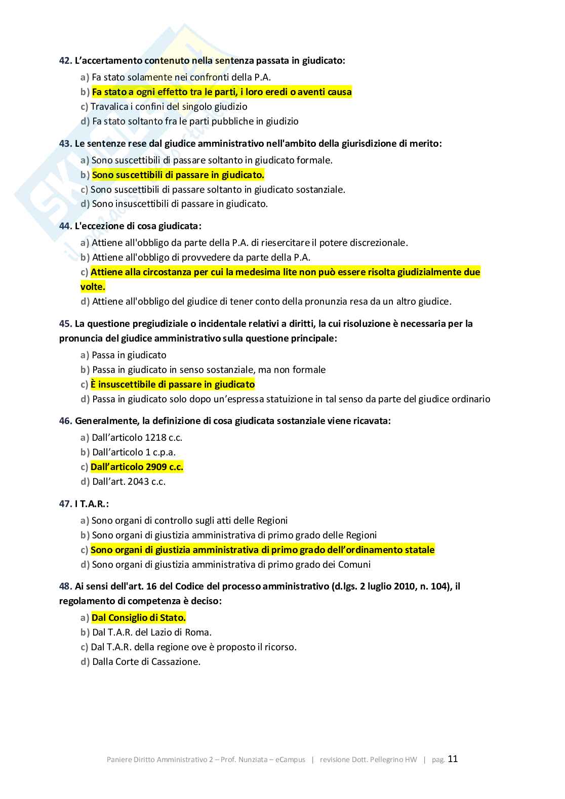 Paniere 2026 Diritto amministrativo 2 - Paniere Quiz-aperte-Extra revisionato Corretto Pag. 11