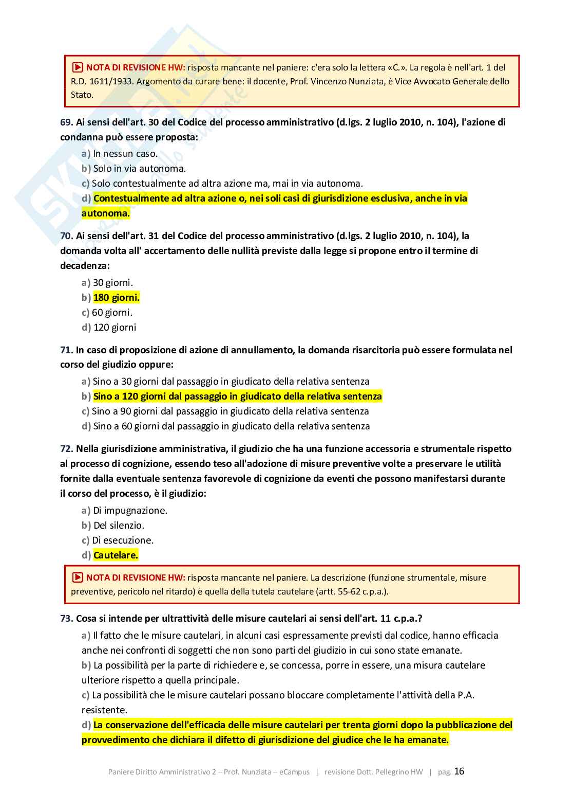 Paniere 2026 Diritto amministrativo 2 - Paniere Quiz-aperte-Extra revisionato Corretto Pag. 16