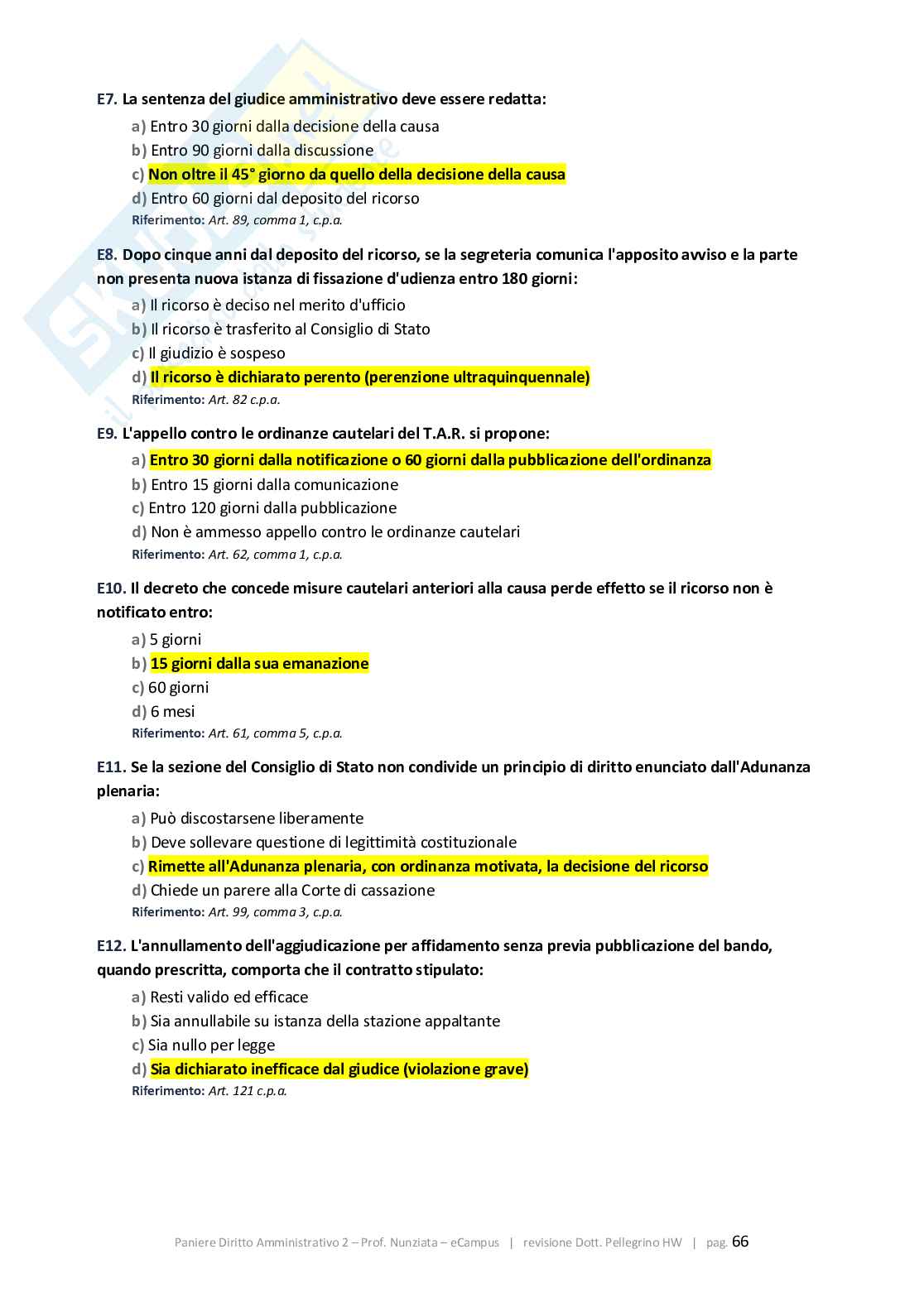 Paniere 2026 Diritto amministrativo 2 - Paniere Quiz-aperte-Extra revisionato Corretto Pag. 66
