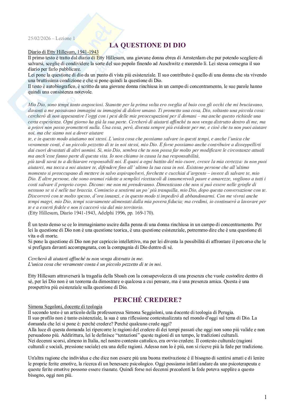 Teologia I Pag. 1