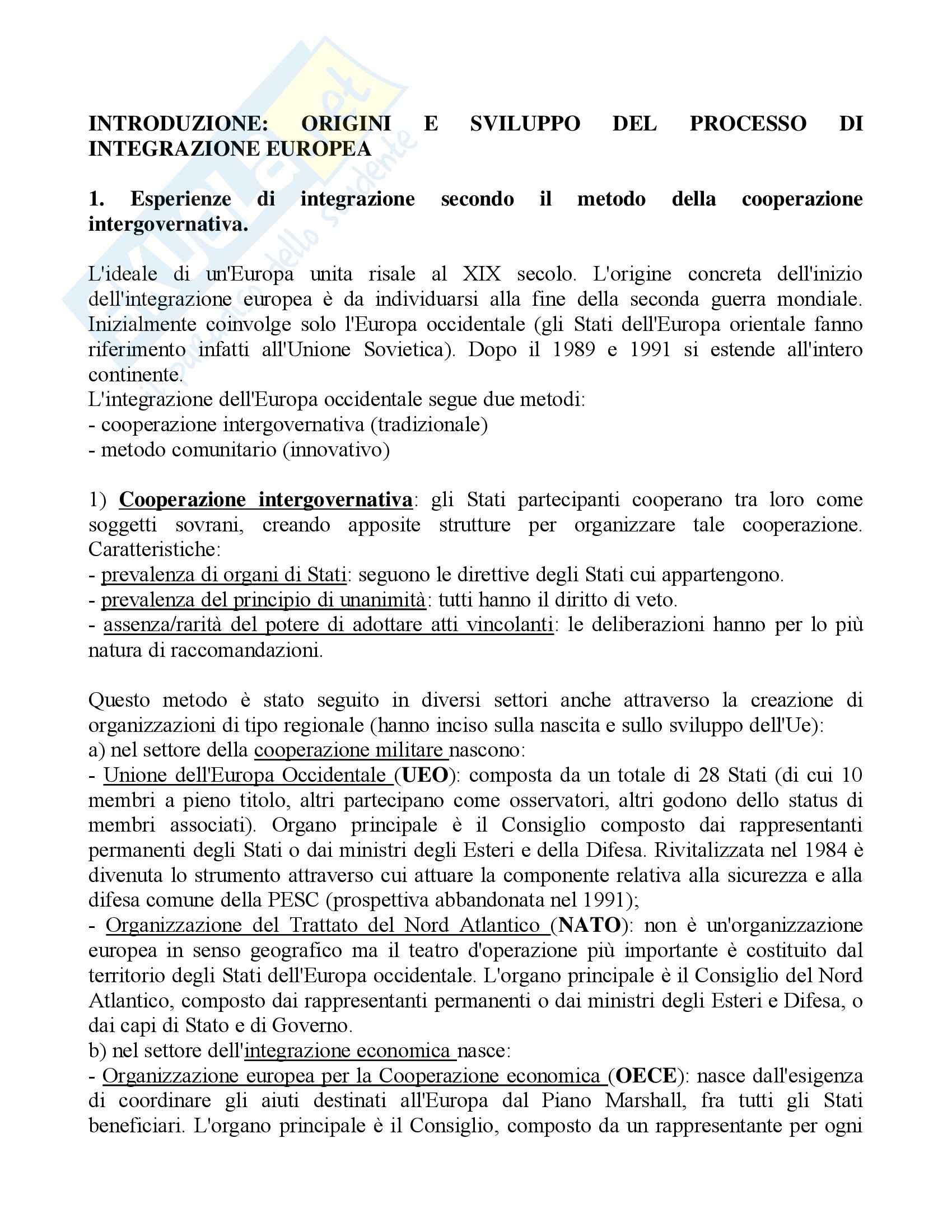 Riassunto esame Diritto dell'Unione Europea, prof. Cortese, libro consigliato Diritto dell'Unione Europea, Daniele Pag. 1