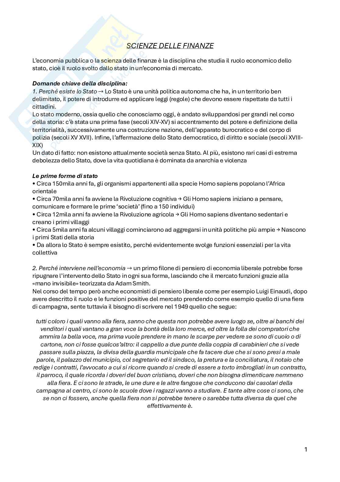 Scienze delle finanze  Pag. 1