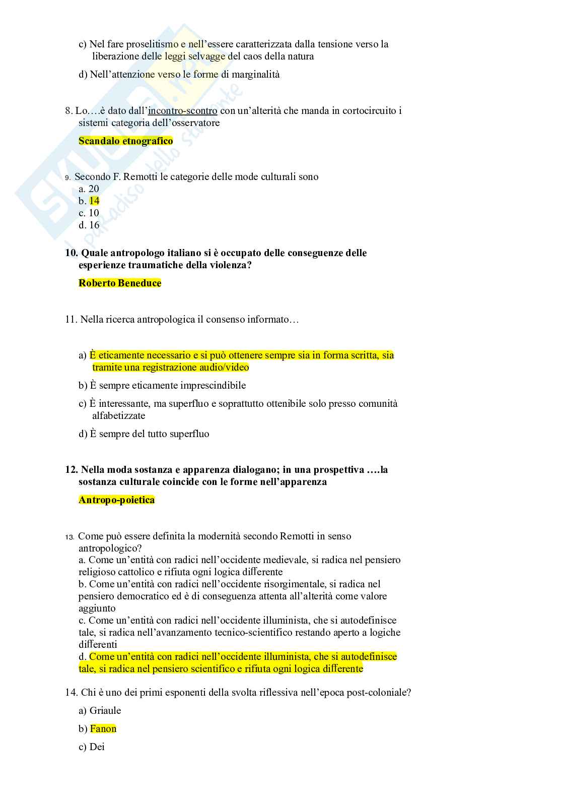 Riassunto esame Antropologia sociale , Prof. Micheli Ilaria, libro consigliato Antropologia culturale, 2ª edizione , Dei Pag. 81