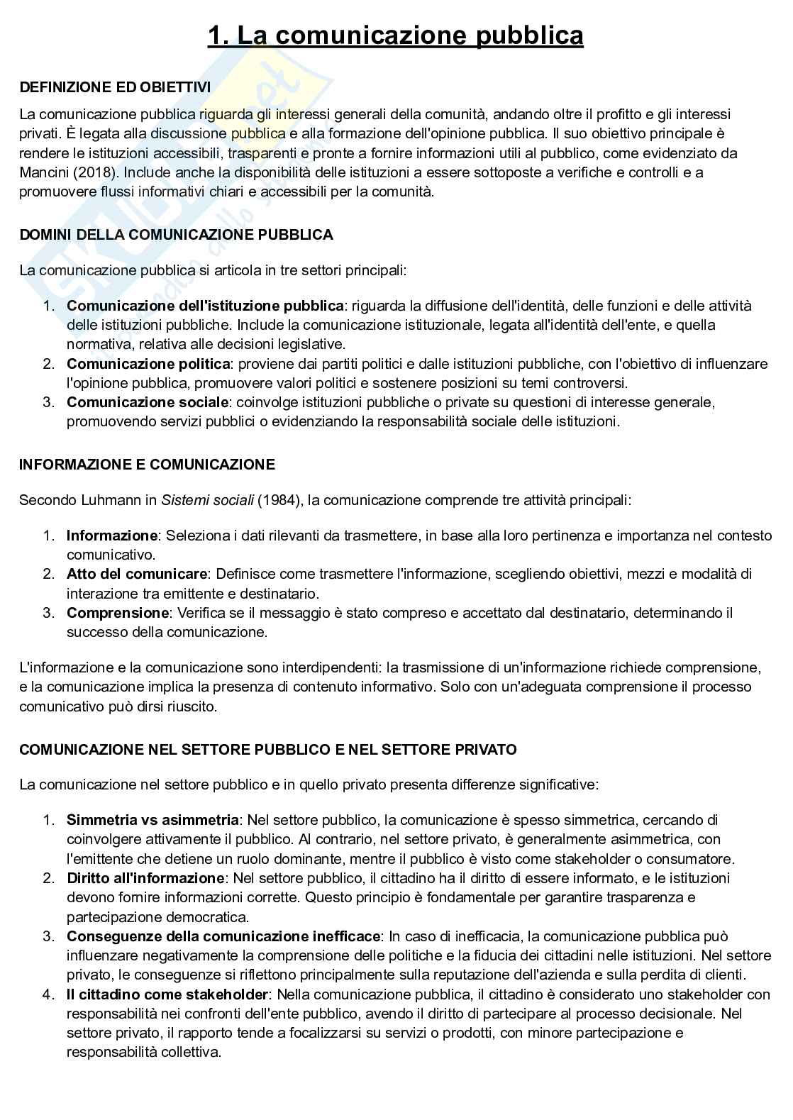 Appunti esame Linguaggi e tecniche dell' informazione pubblica Pag. 1