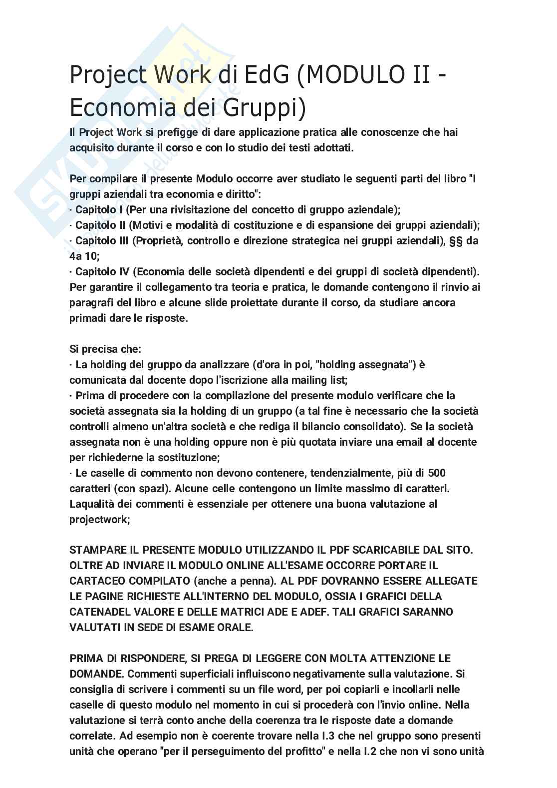 Economia dei gruppi Pag. 1
