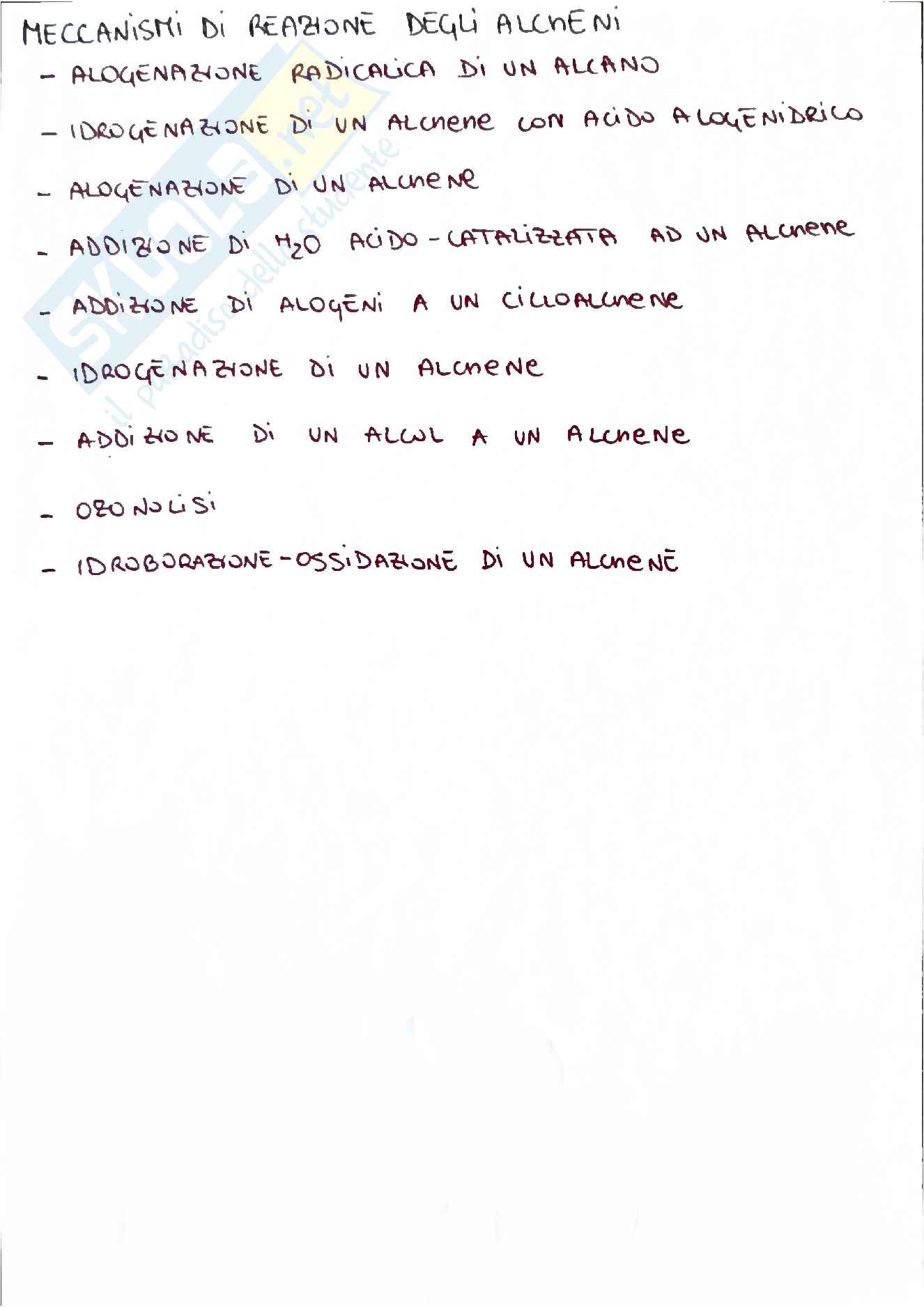Meccanismi di reazione degli alcheni Pag. 1