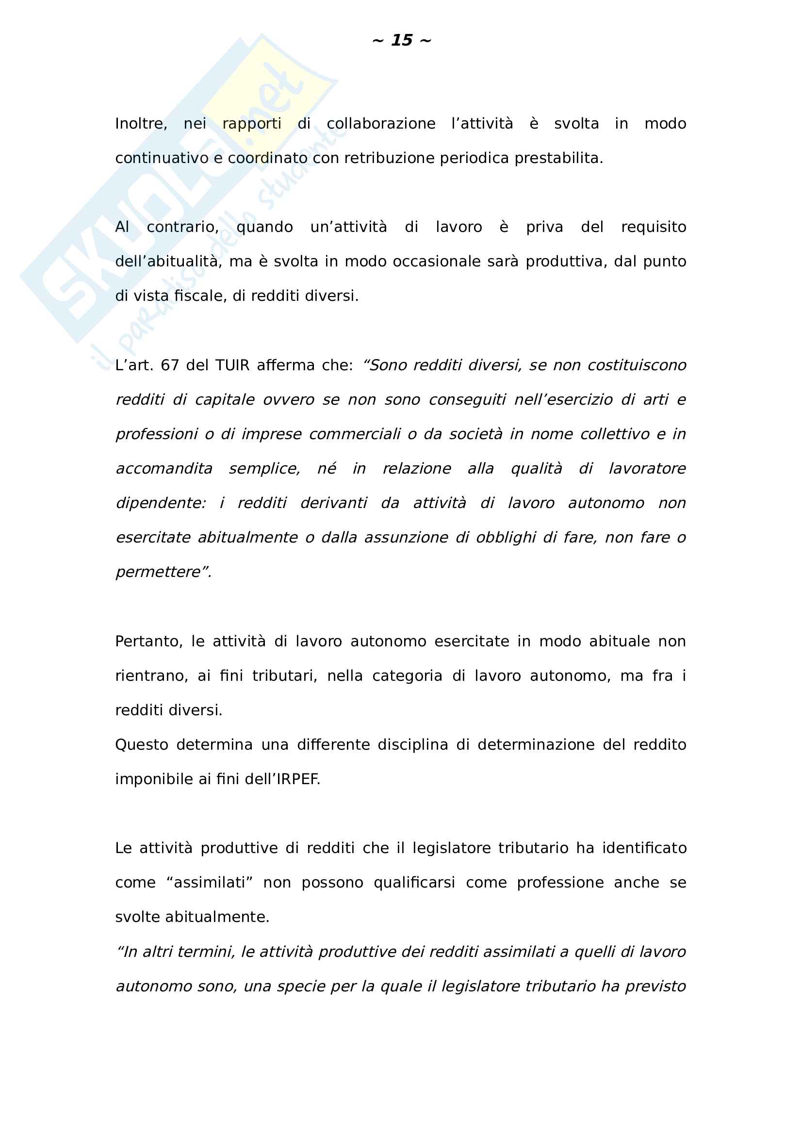 Tesi - Determinazione e tassazione del reddito da lavoro autonomo Pag. 16