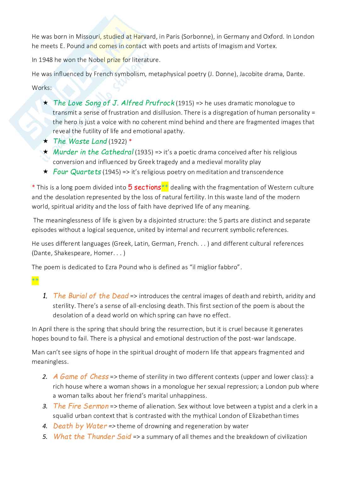 Romanticism, Victorian age, Modernism, Postmodernism Pag. 16