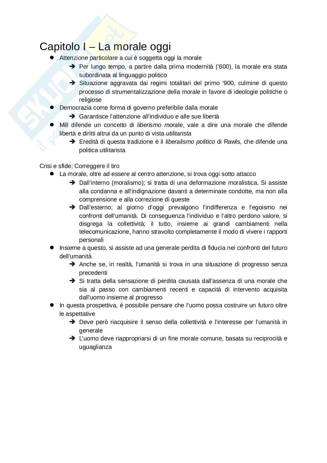Riassunto esame Filosofia morale, Prof. Donatelli Piergiorgio, libro consigliato La filosofia e la vita etica, Donatelli Pag. 2