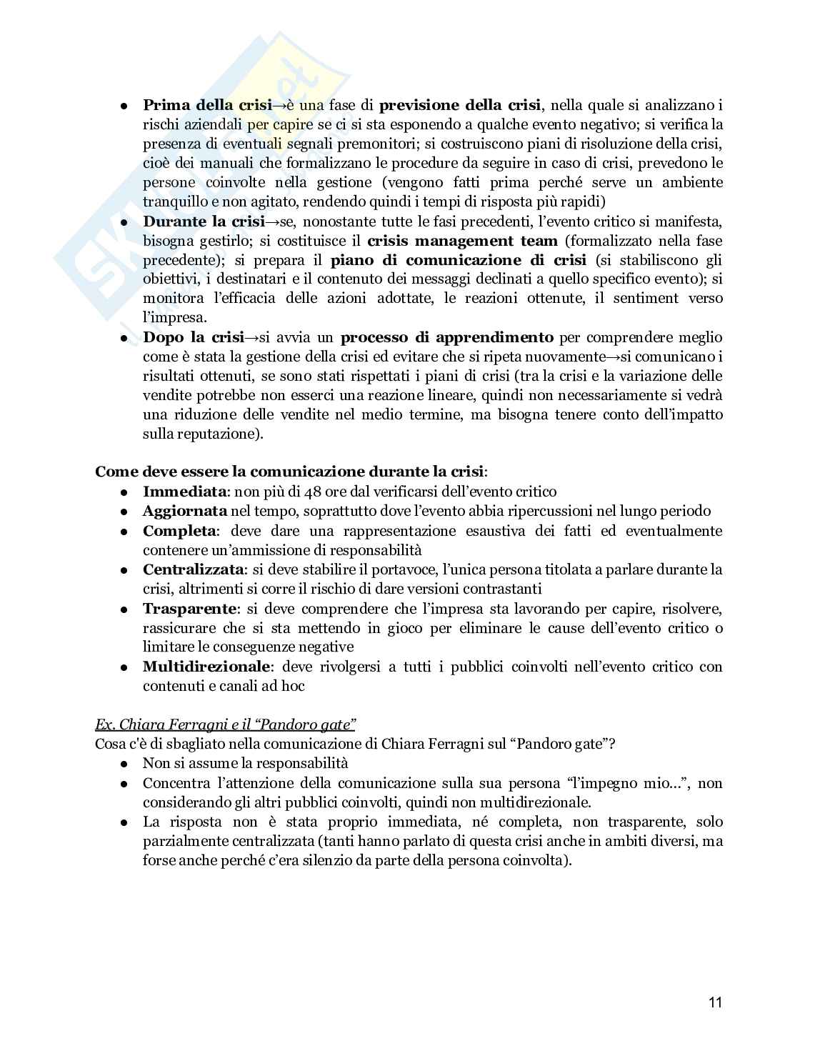 Riassunto esame Corporate and marketing communication, Prof. Ceccotti Federica, libro consigliato Impresa e comunicazione, Pastore, Vernuccio Pag. 11