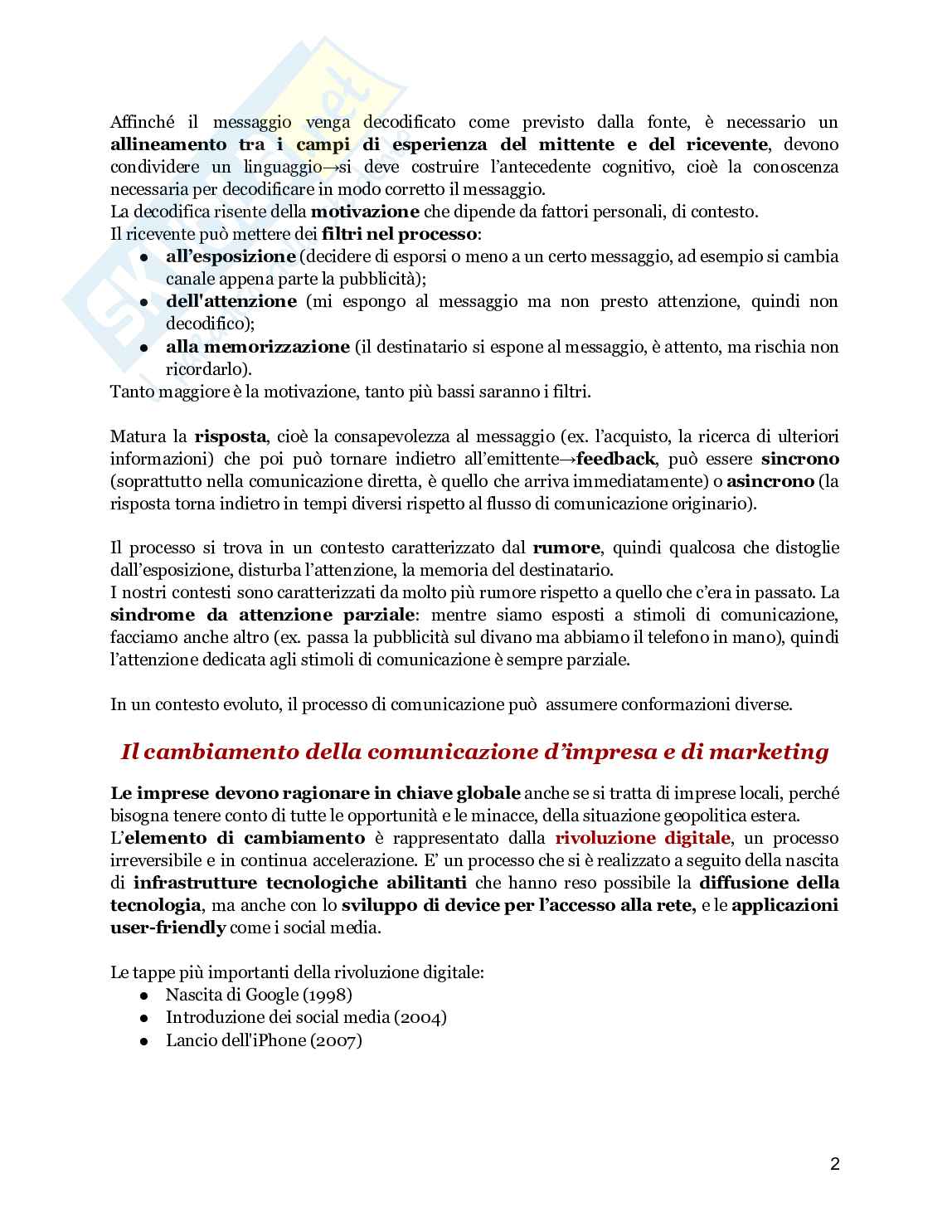 Riassunto esame Corporate and marketing communication, Prof. Ceccotti Federica, libro consigliato Impresa e comunicazione, Pastore, Vernuccio Pag. 2