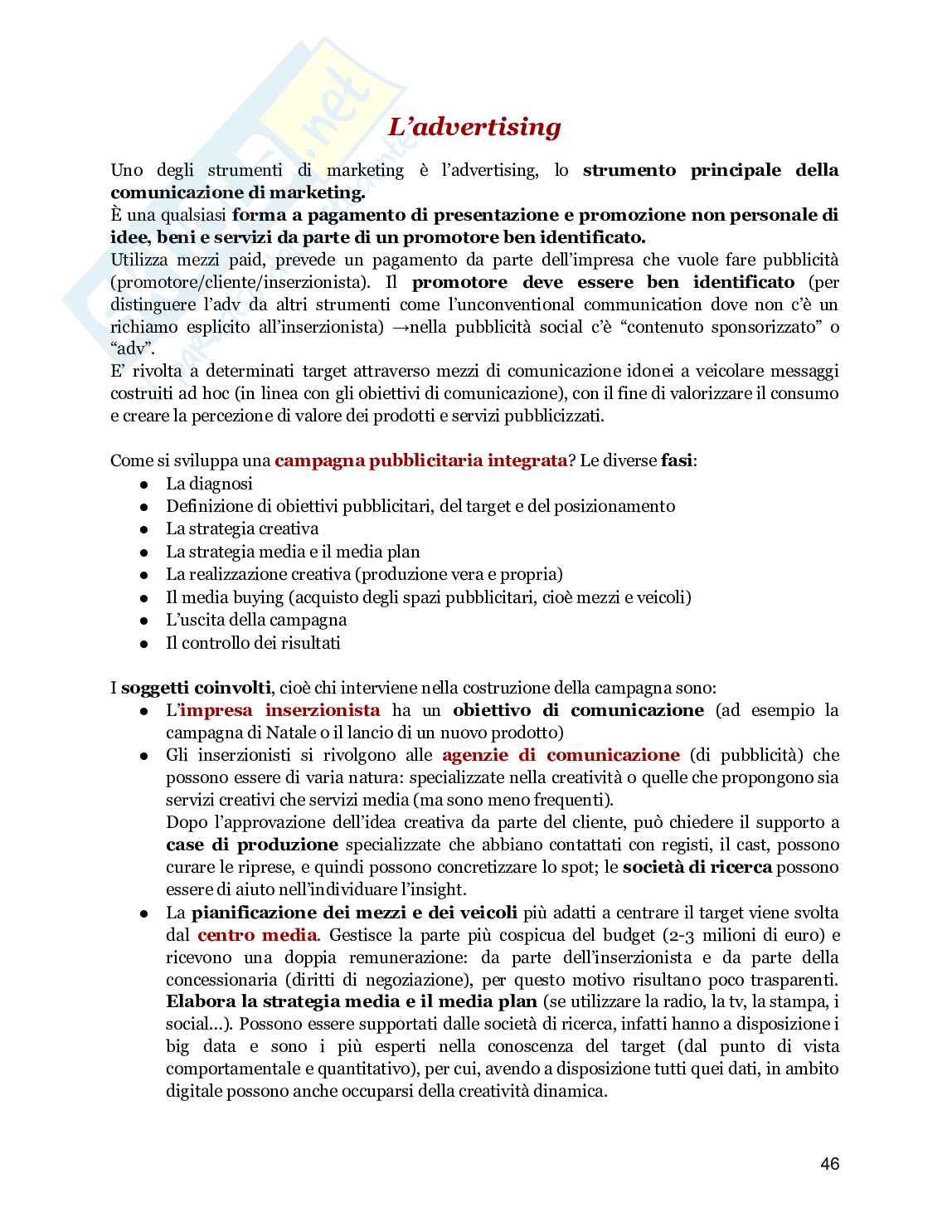 Riassunto esame Corporate and marketing communication, Prof. Ceccotti Federica, libro consigliato Impresa e comunicazione, Pastore, Vernuccio Pag. 46