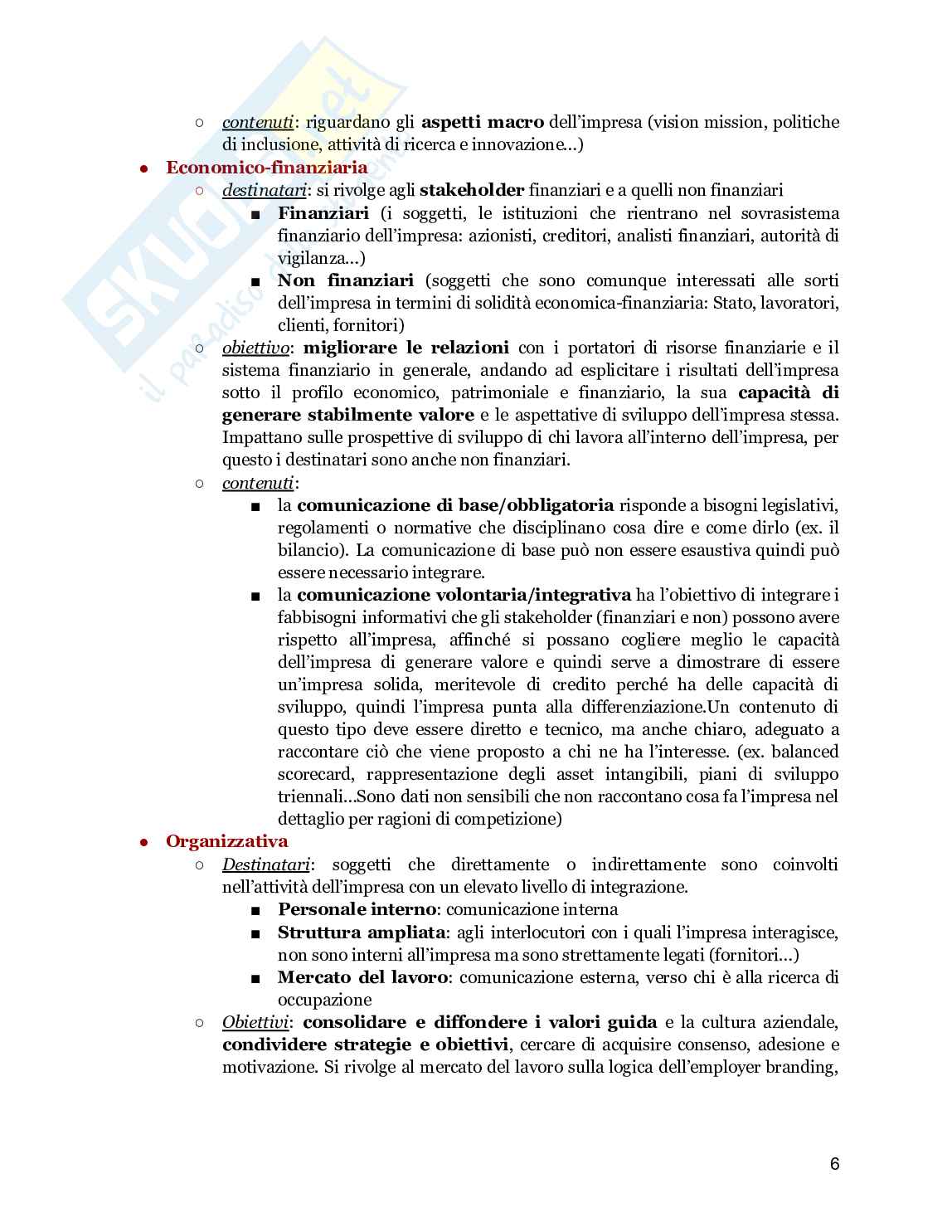 Riassunto esame Corporate and marketing communication, Prof. Ceccotti Federica, libro consigliato Impresa e comunicazione, Pastore, Vernuccio Pag. 6