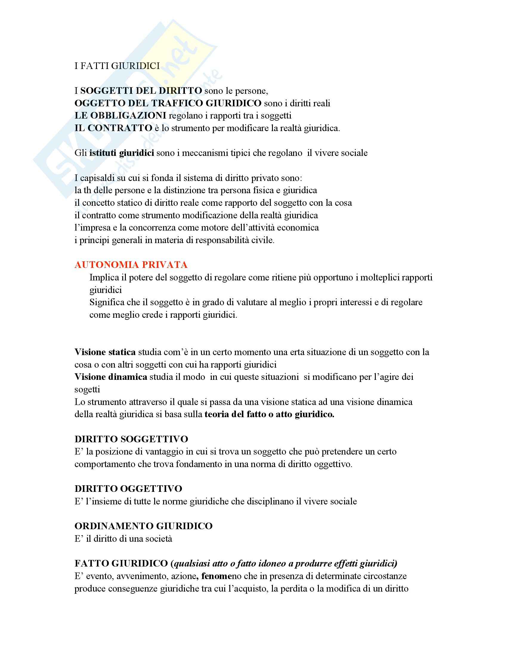 Fatti giuridici, Franceschelli - Appunti Pag. 1