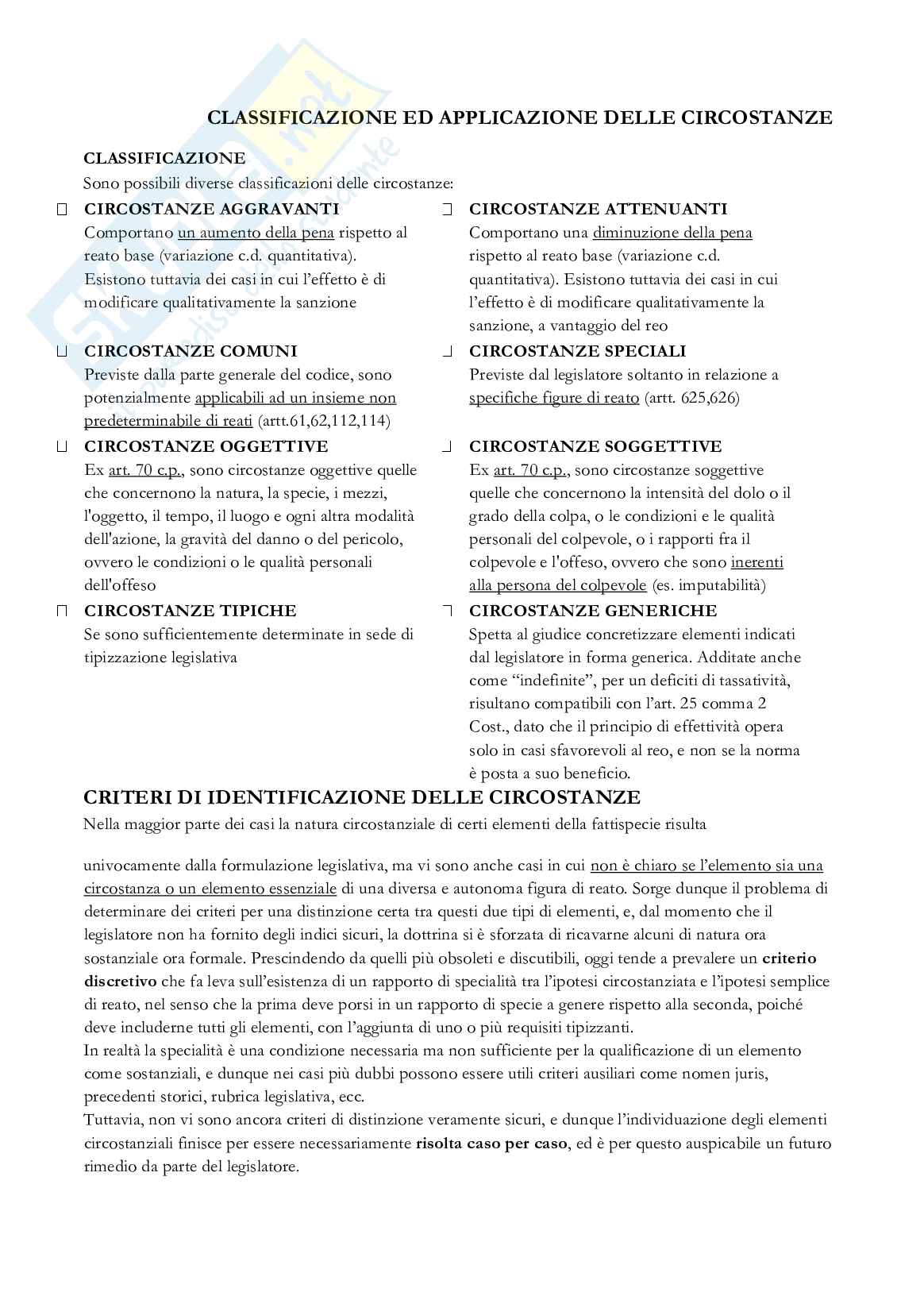 Appunti di Diritto penale sulle circostanze del reato Pag. 2