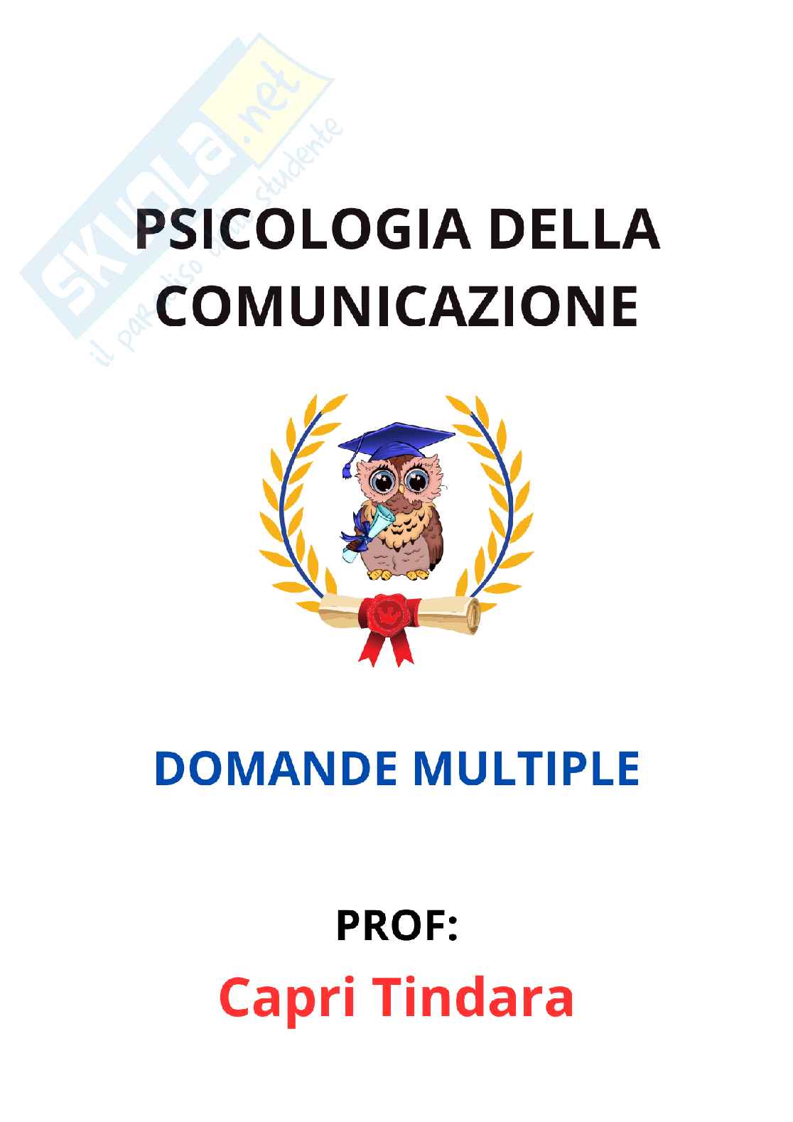 Paniere Psicologia della comunicazione - Risposte multiple - aggiornato (2026) Pag. 1