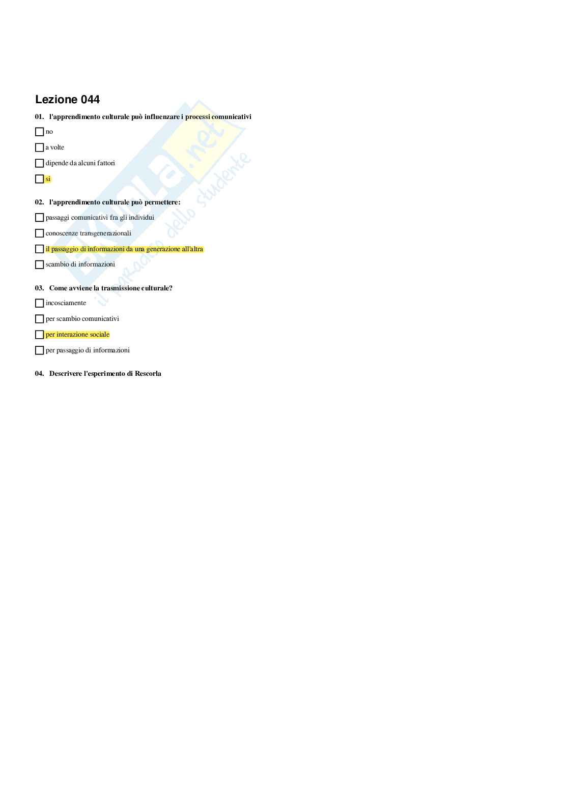 Paniere Psicologia della comunicazione - Risposte multiple - aggiornato (2026) Pag. 46