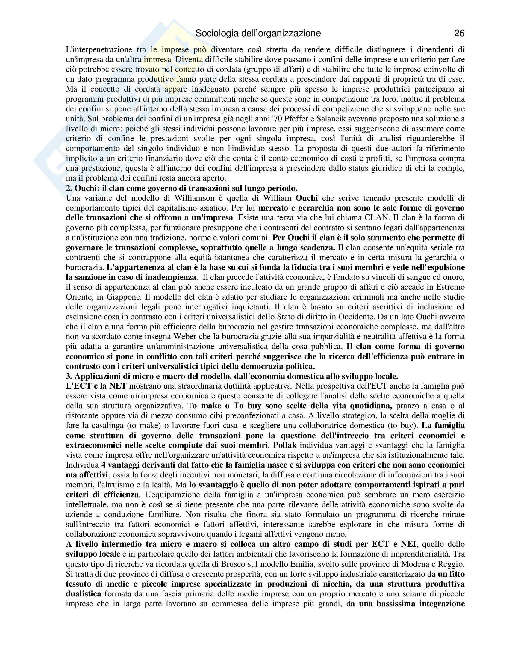 Riassunto esame Sociologia dell'organizzazione, prof. Poggio, libro consigliato Come studiare le organizzazioni, Bonazzi Pag. 26