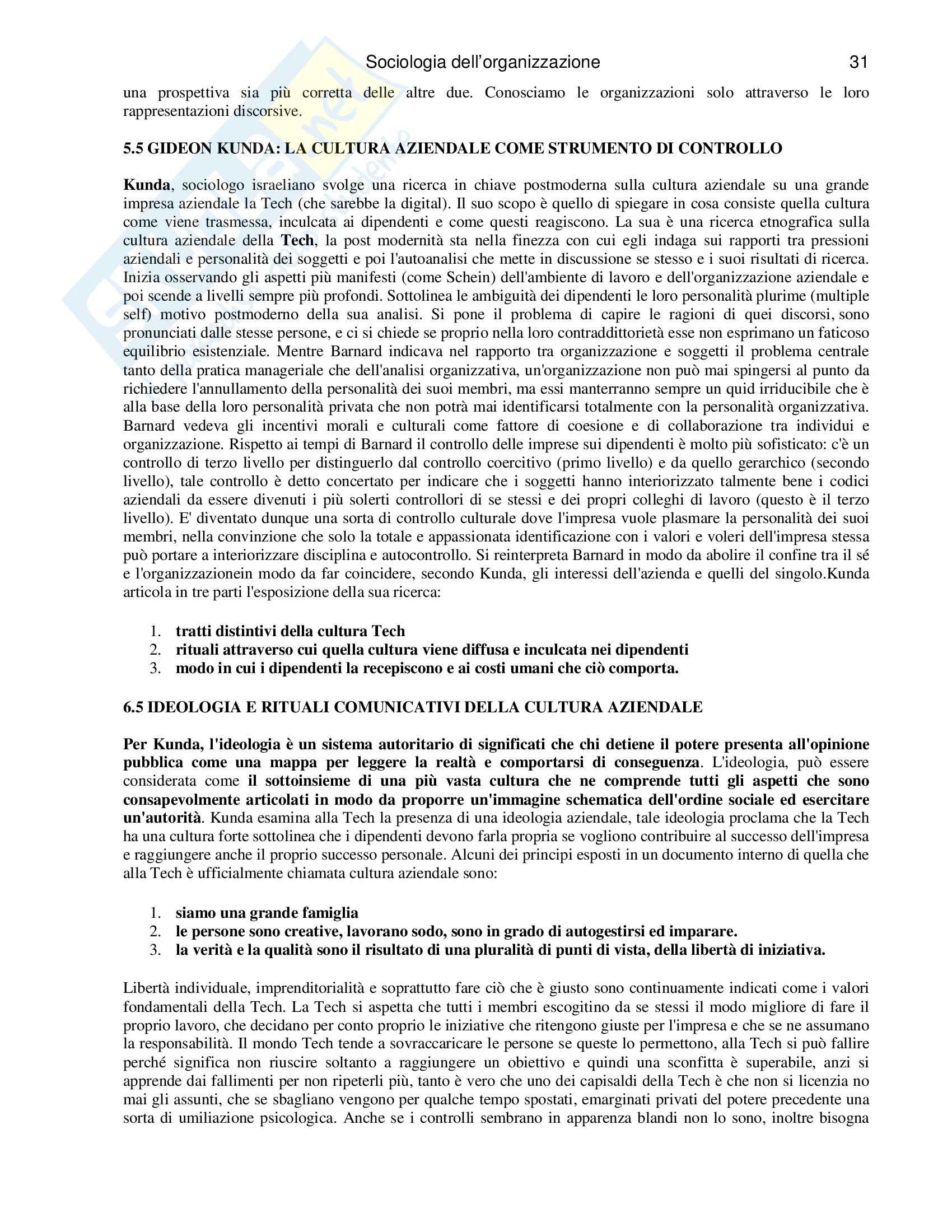 Riassunto esame Sociologia dell'organizzazione, prof. Poggio, libro consigliato Come studiare le organizzazioni, Bonazzi Pag. 31
