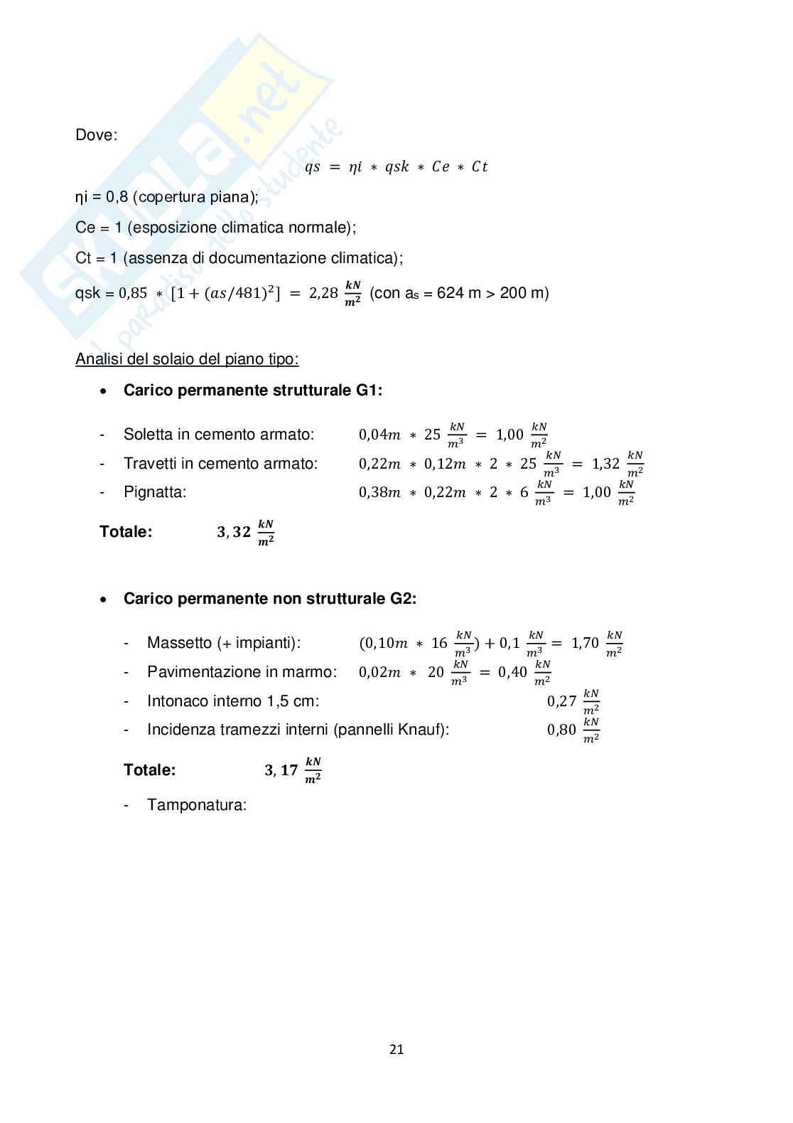 Relazione tecnica: progetto in cemento armato Pag. 21