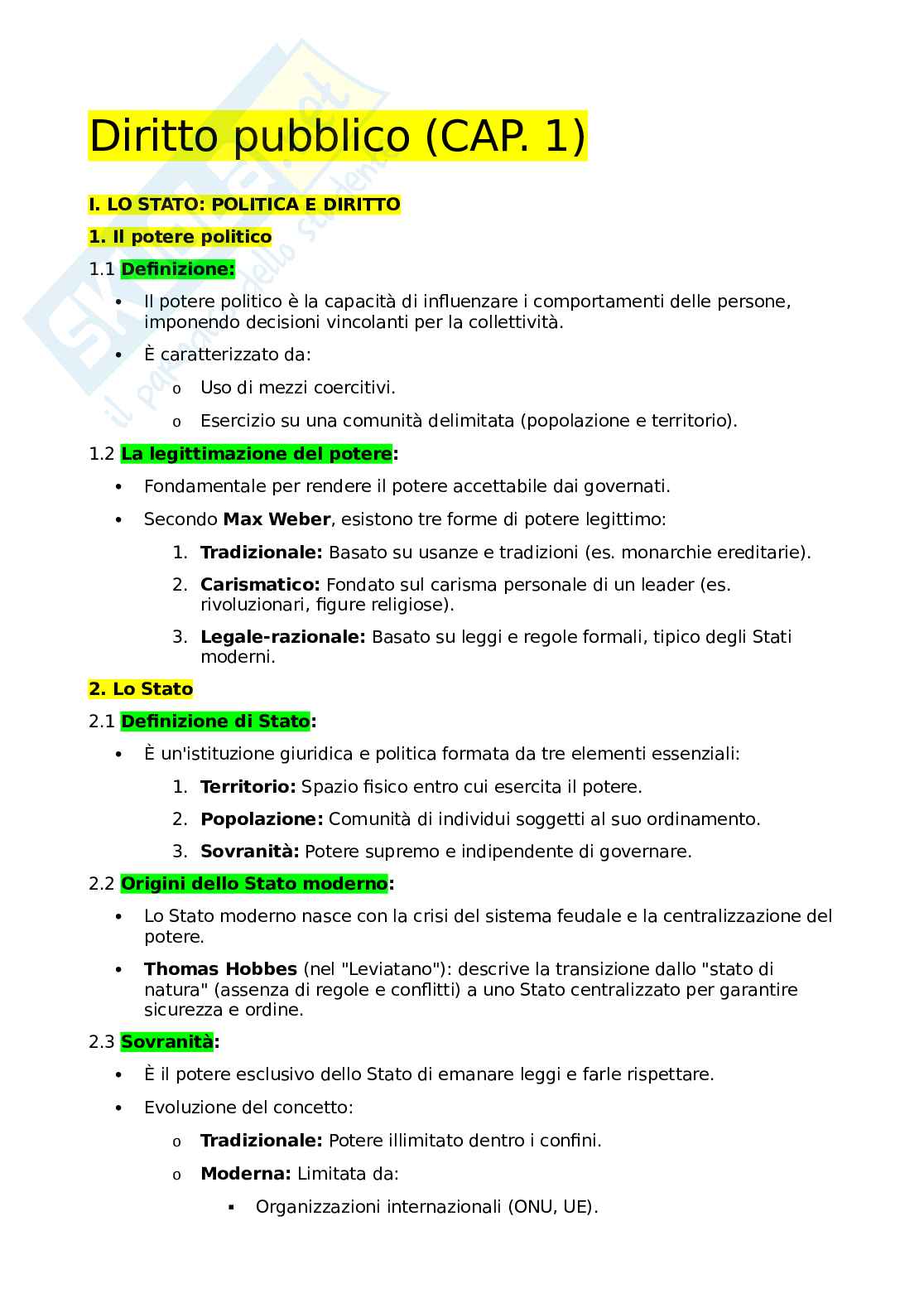 Appunti di Istituzioni di diritto pubblico  Pag. 1