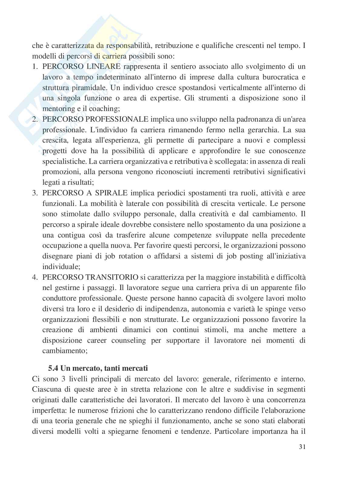 Riassunto esame Organizzazione e gestione delle risorse umane, Prof. Esposito Vincenza, libro consigliato Risorse Umane: persone, relazioni e valore, Costa, Gianecchini Pag. 31