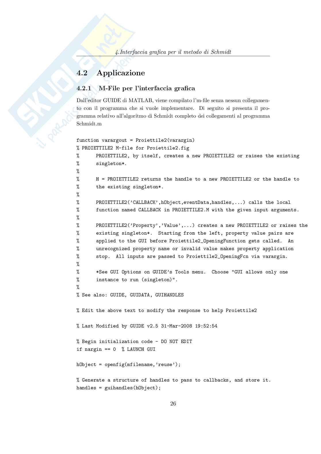 Calcolo e visualizzazione della traiettoria di un proiettile con il metodo di Schmidth Pag. 26