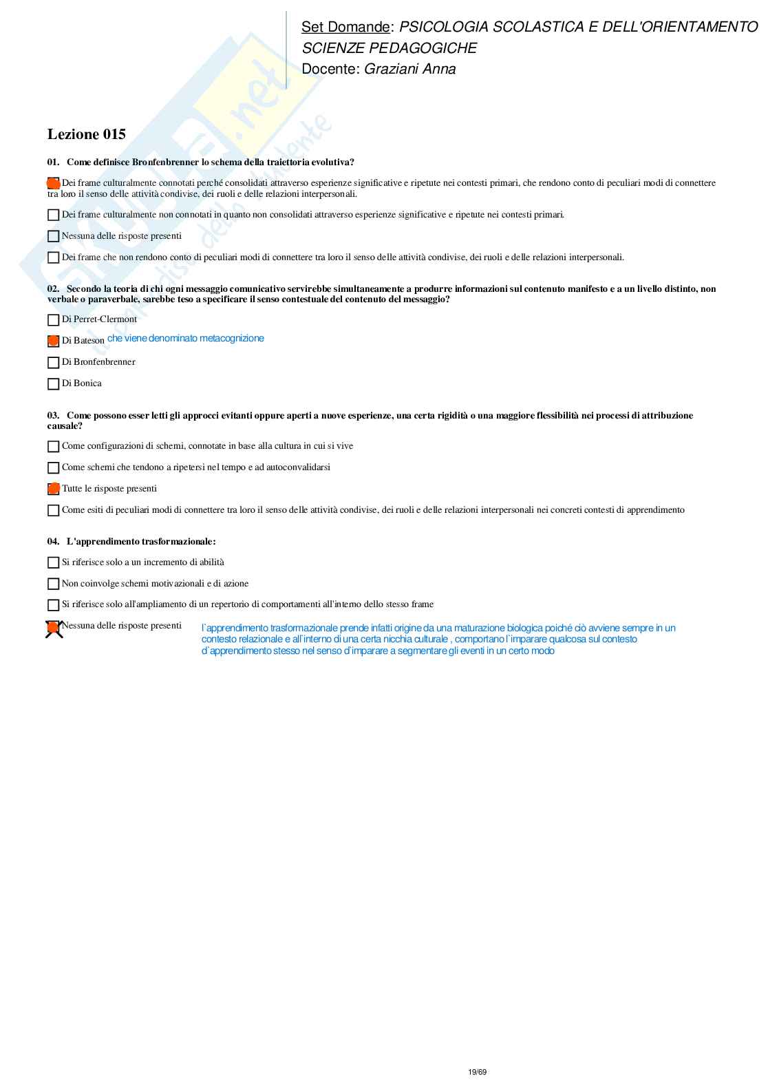 Paniere completo (aperte e chiuse) di Psicologia scolastica e dell'orientamento Pag. 16