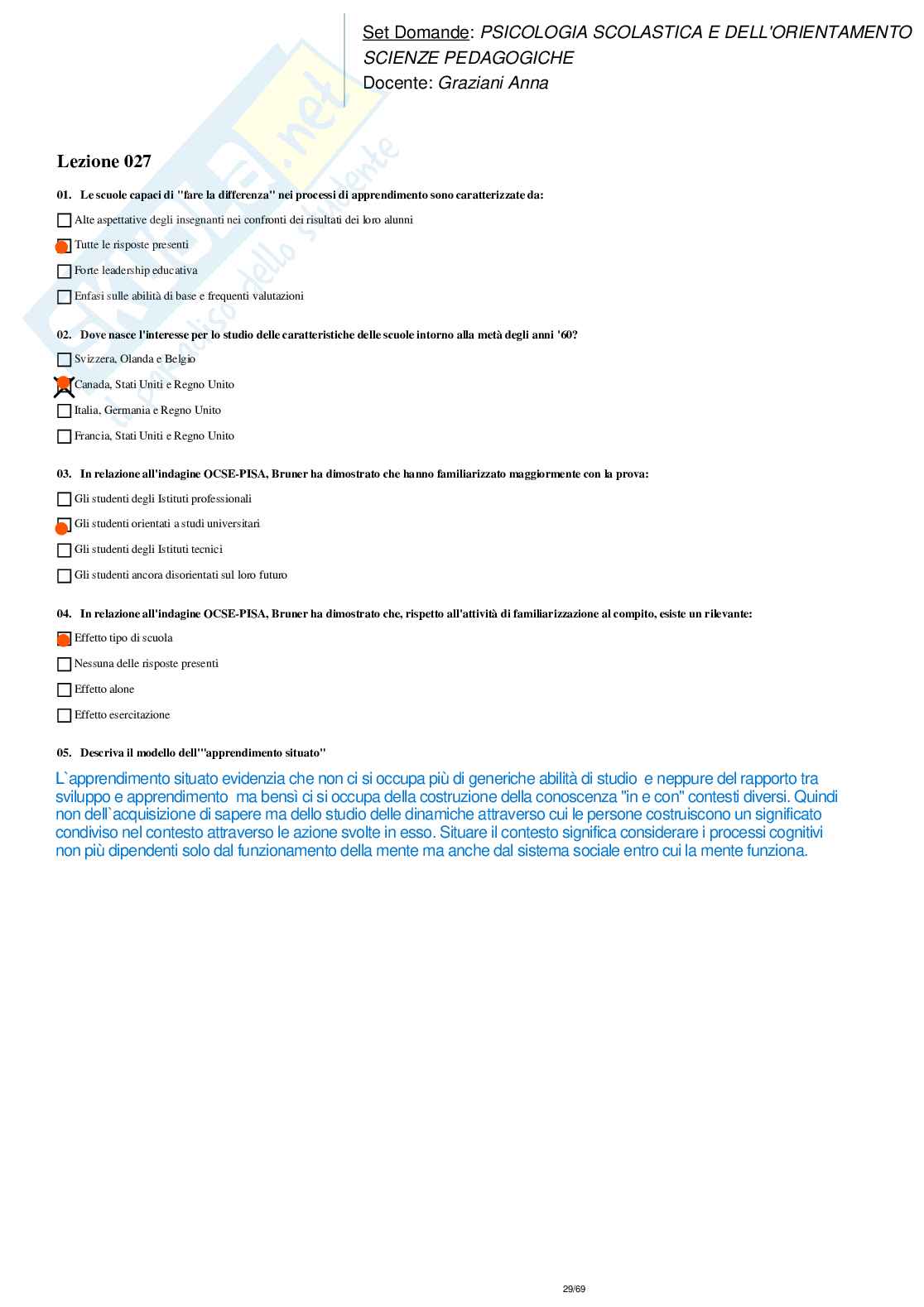 Paniere completo (aperte e chiuse) di Psicologia scolastica e dell'orientamento Pag. 26