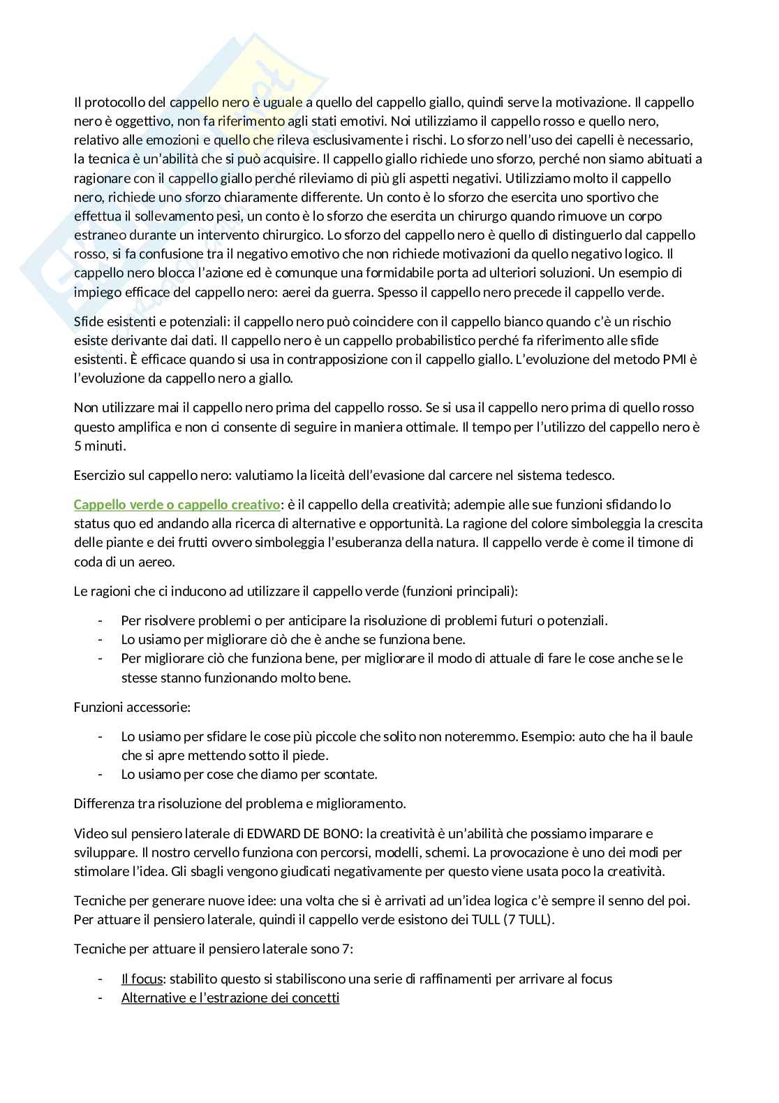 Riassunto esame Diritto civile, Prof. Franchi Annalisa, libro consigliato Sei cappelli per pensare, De Bono Pag. 6
