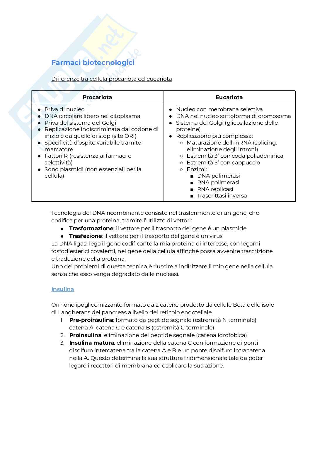Riassunto esame Farmaci biotecnologici, Prof. Dalla Via Lisa, libro consigliato Farmaci biotecnologici, Mondin Pag. 1