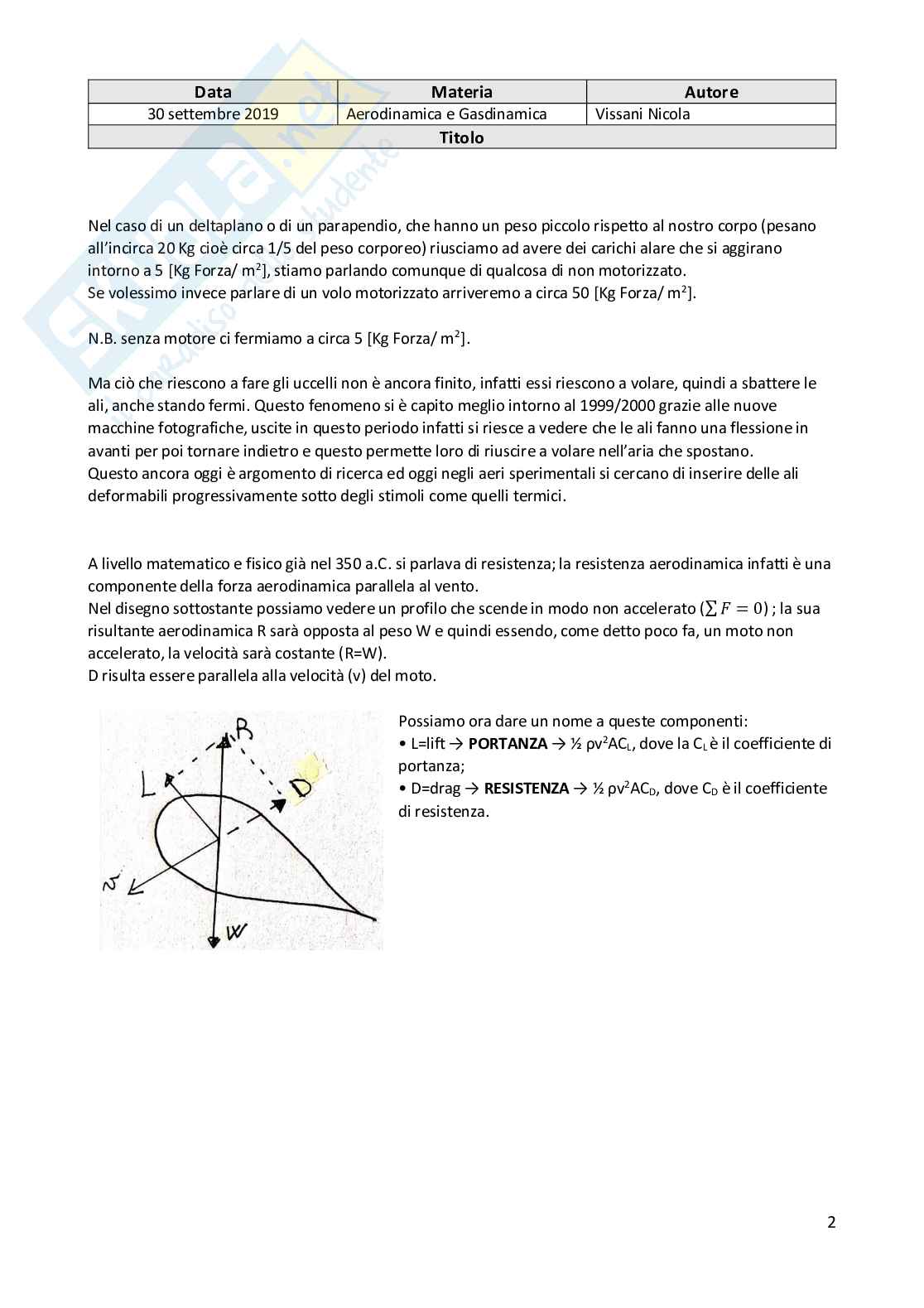 Aerodinamica e Gasdinamica Pag. 2